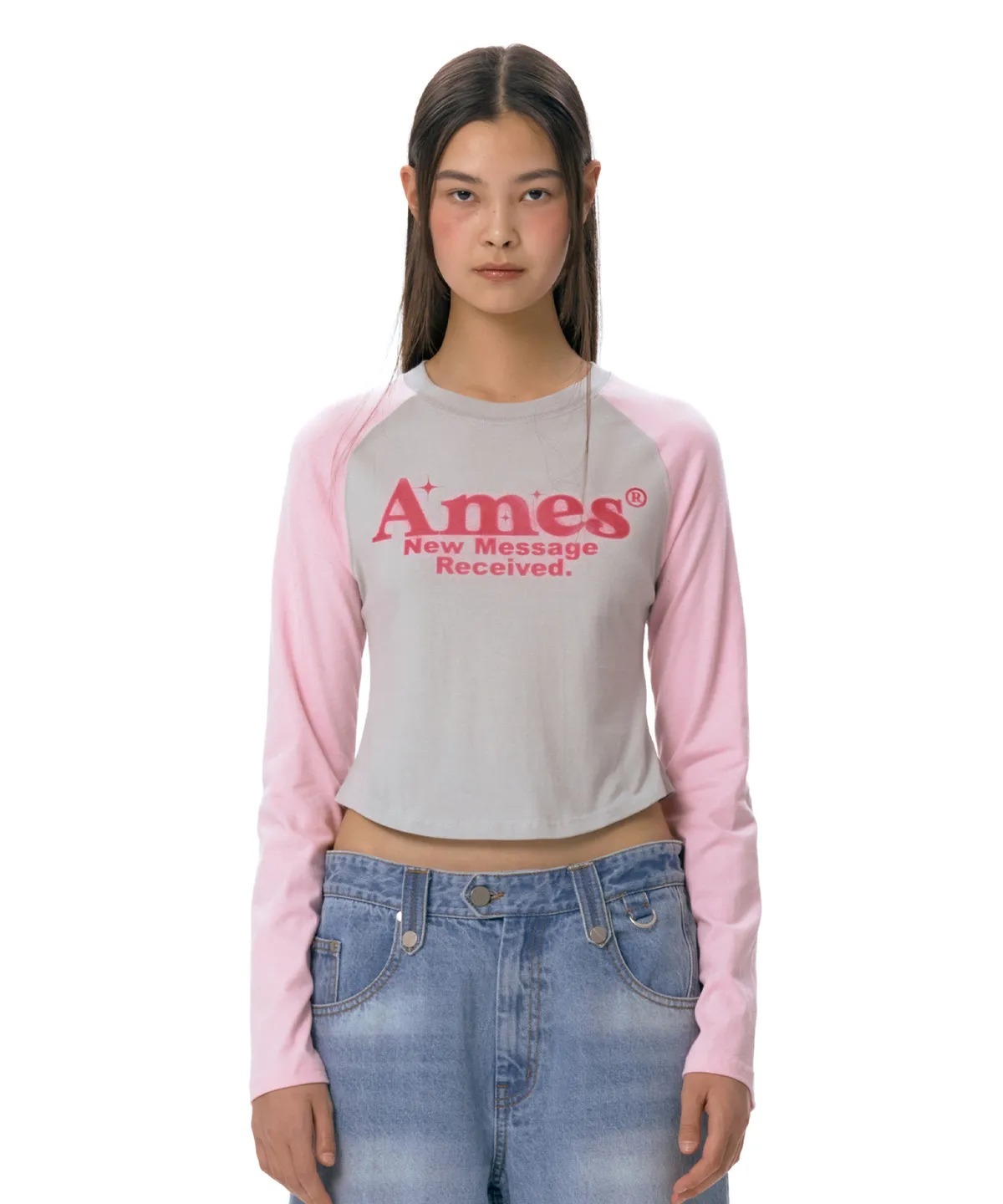 AMES WORLDWIDE ROUND HEM RAGLAN LS TEE