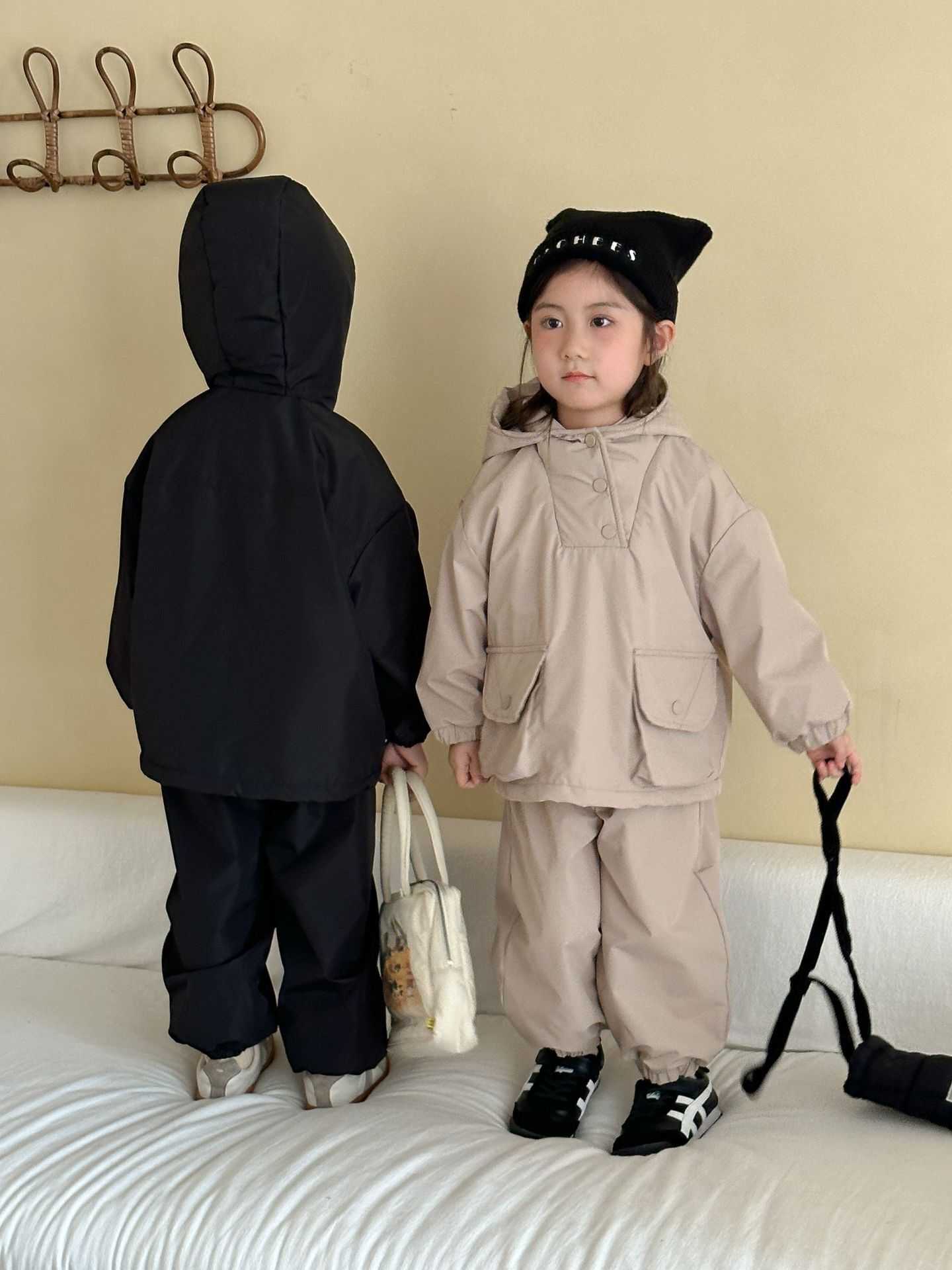 素色加絨連帽外套套裝(80-150)