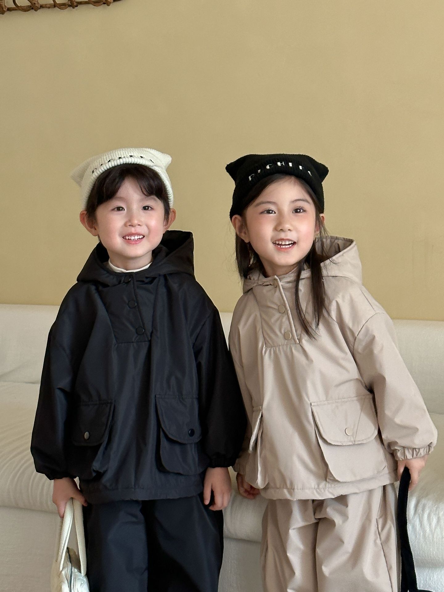 素色加絨連帽外套套裝(80-150)