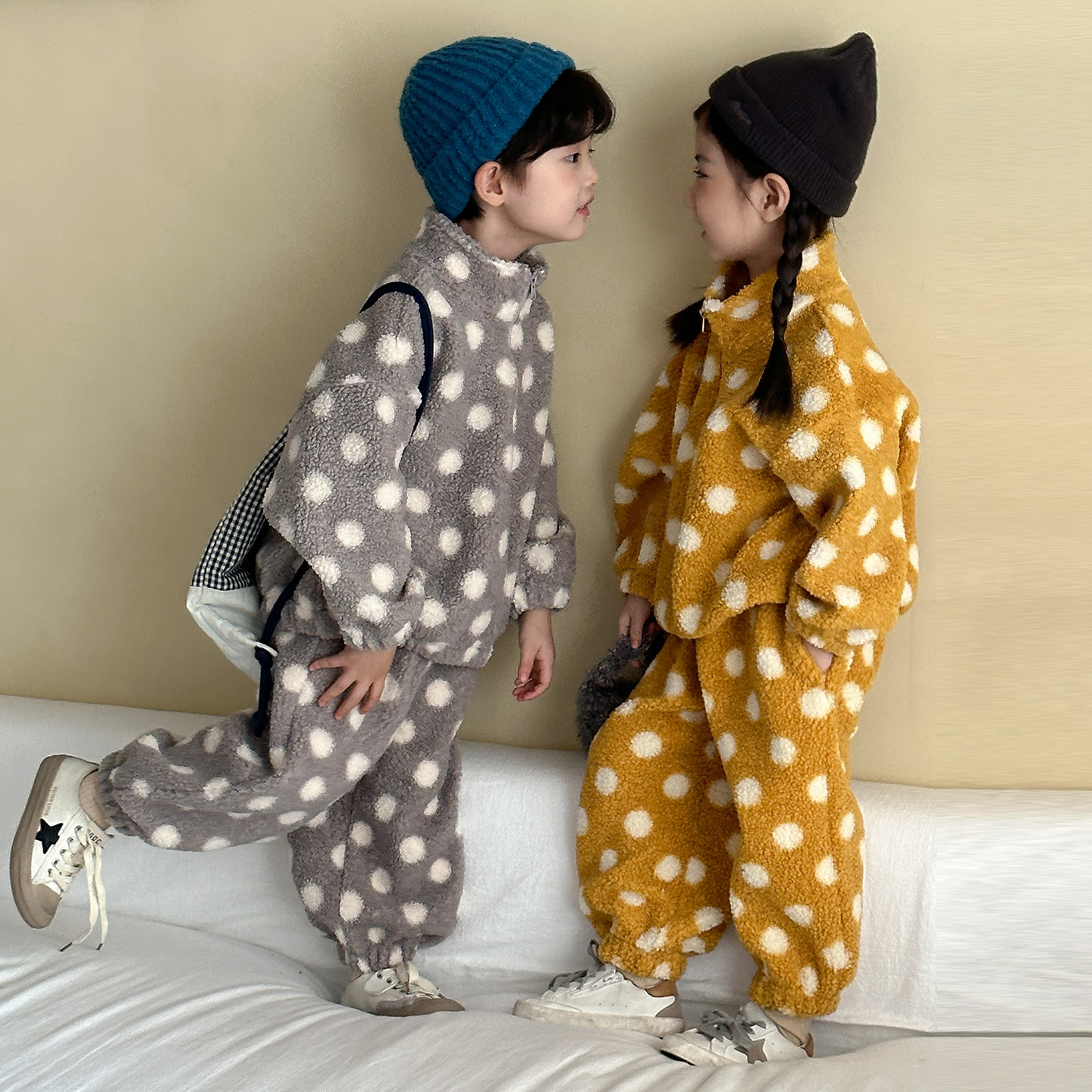 點點立領羊羔絨套裝(80-150)