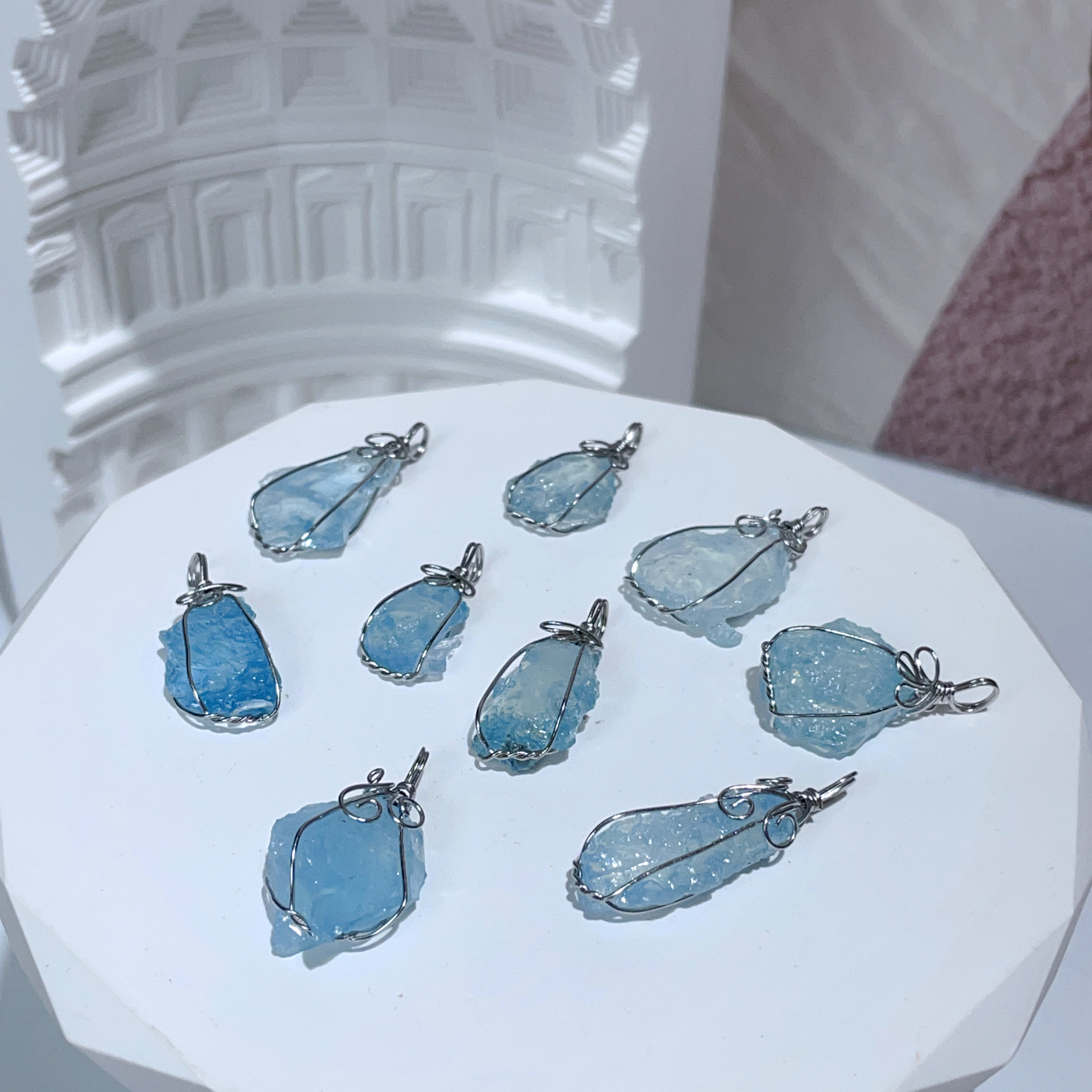 E225 海藍寶原石吊墜