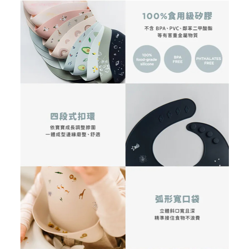 【樂森藥局】Loulou Lollipop 寬口袋立體矽膠圍兜