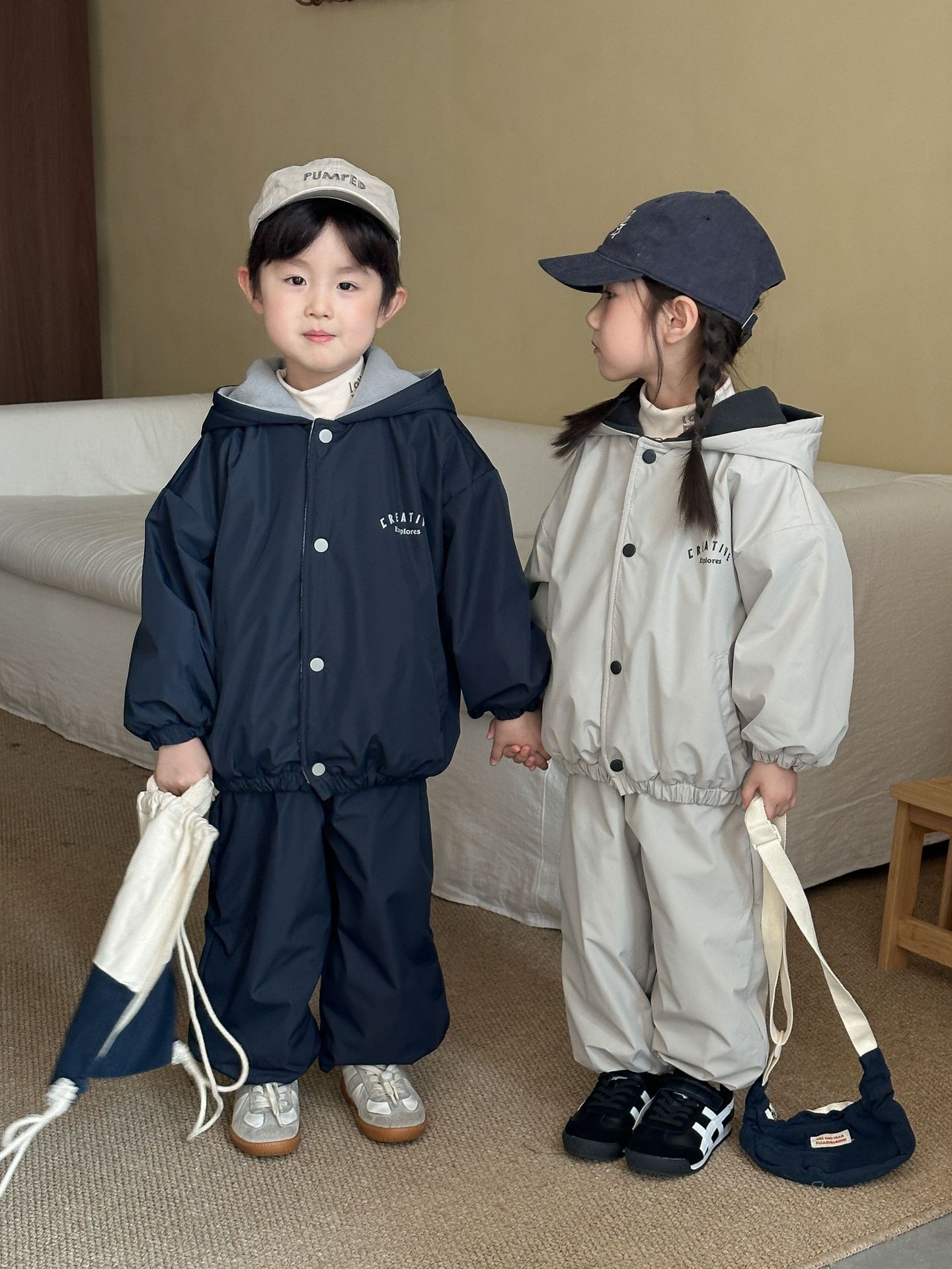 印字加絨連帽外套套裝(80-150)