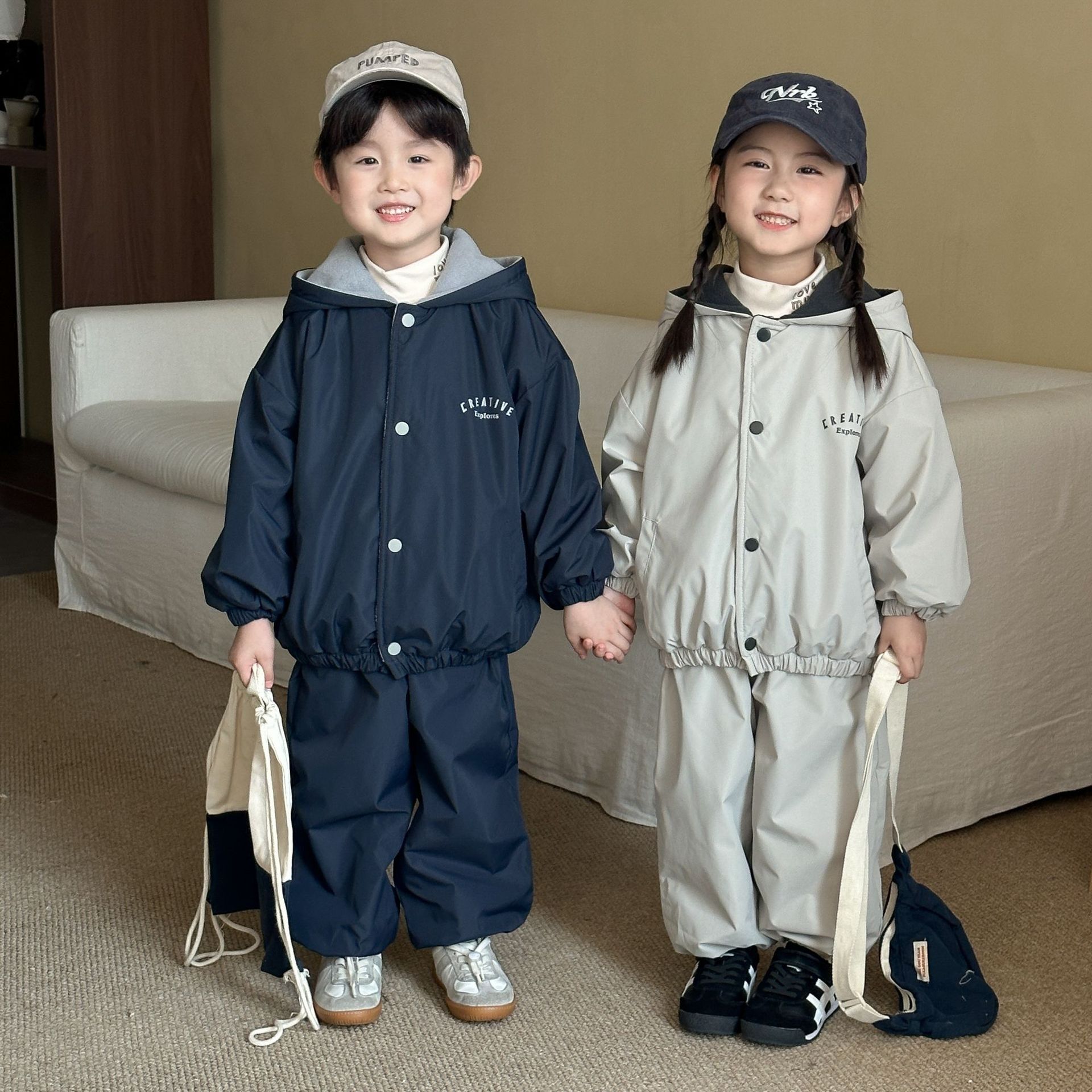 印字加絨連帽外套套裝(80-150)