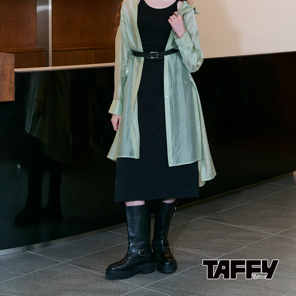 MA‧TSU Mi 休閒感側邊拉鍊設計中長工裝裙(黑)