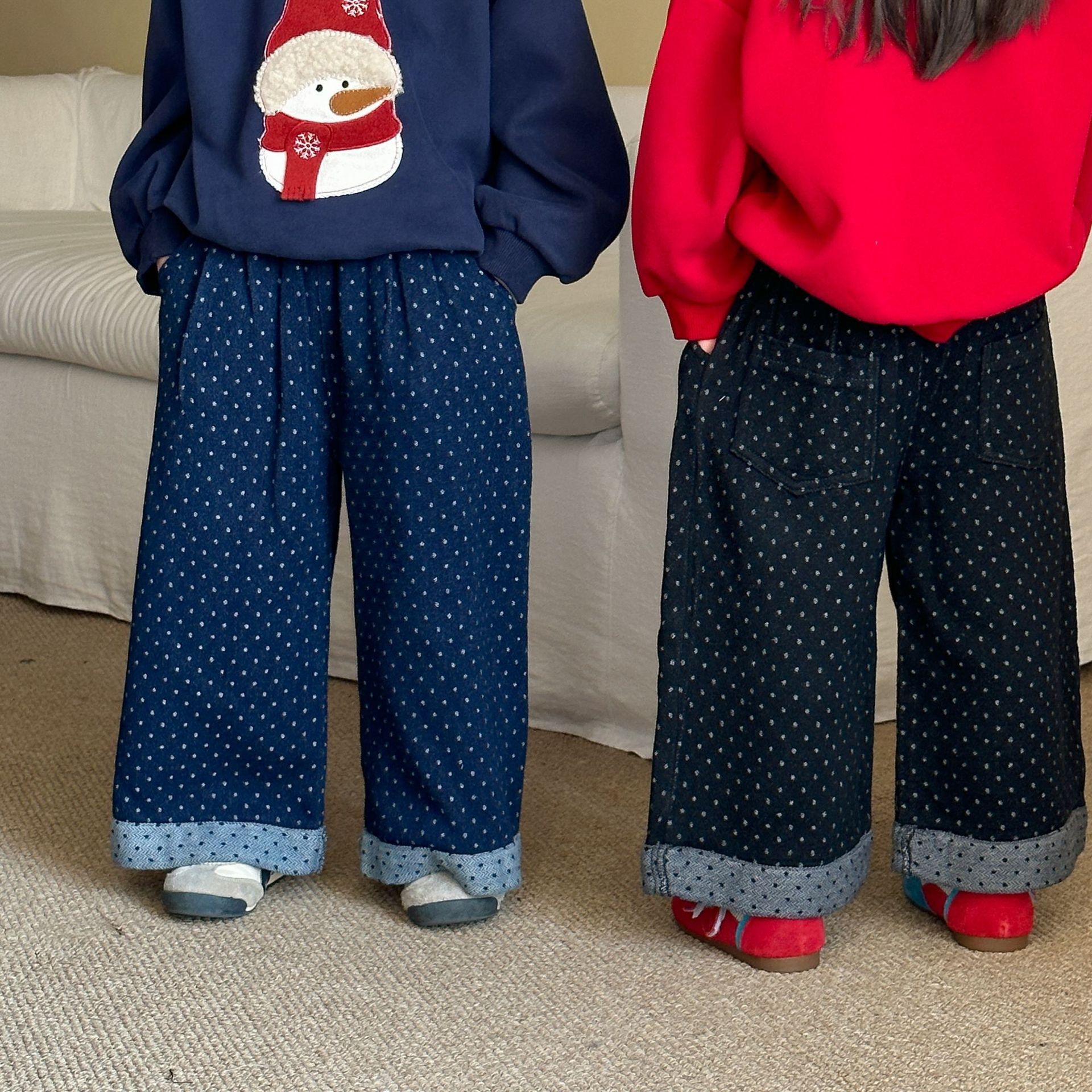 點點反折牛仔寬褲(80-150)