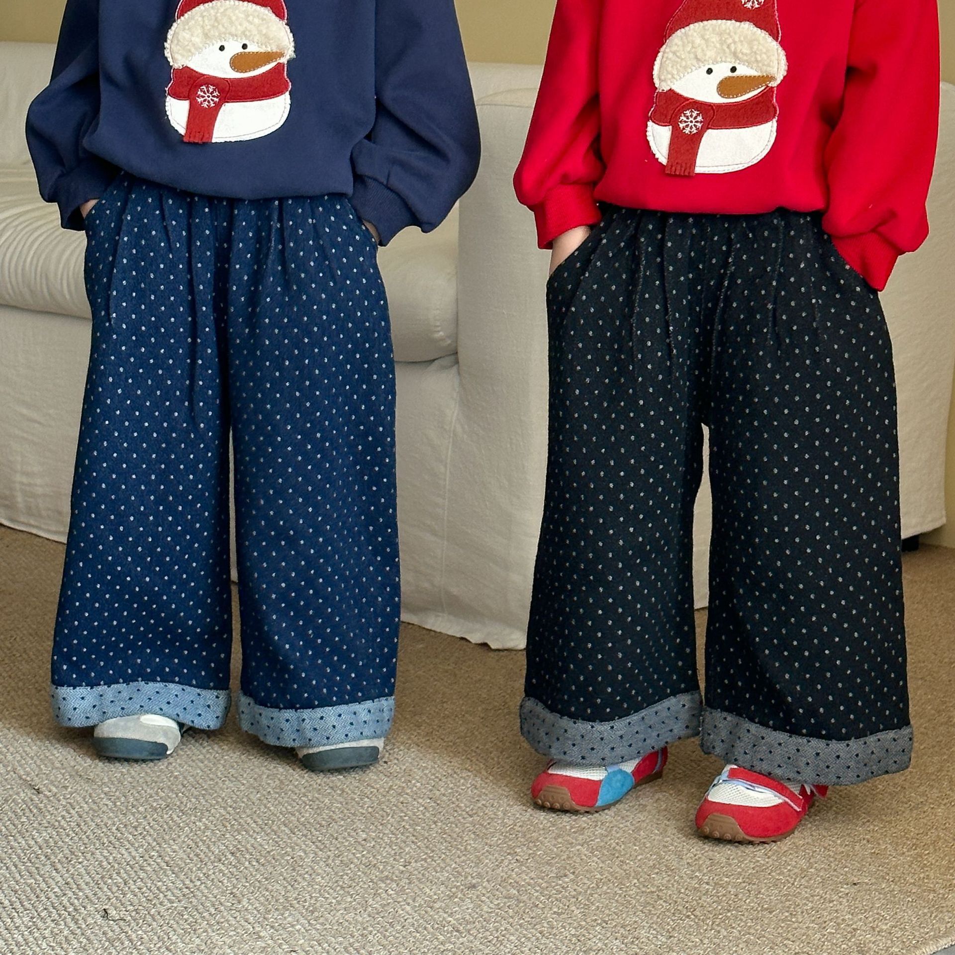 點點反折牛仔寬褲(80-150)