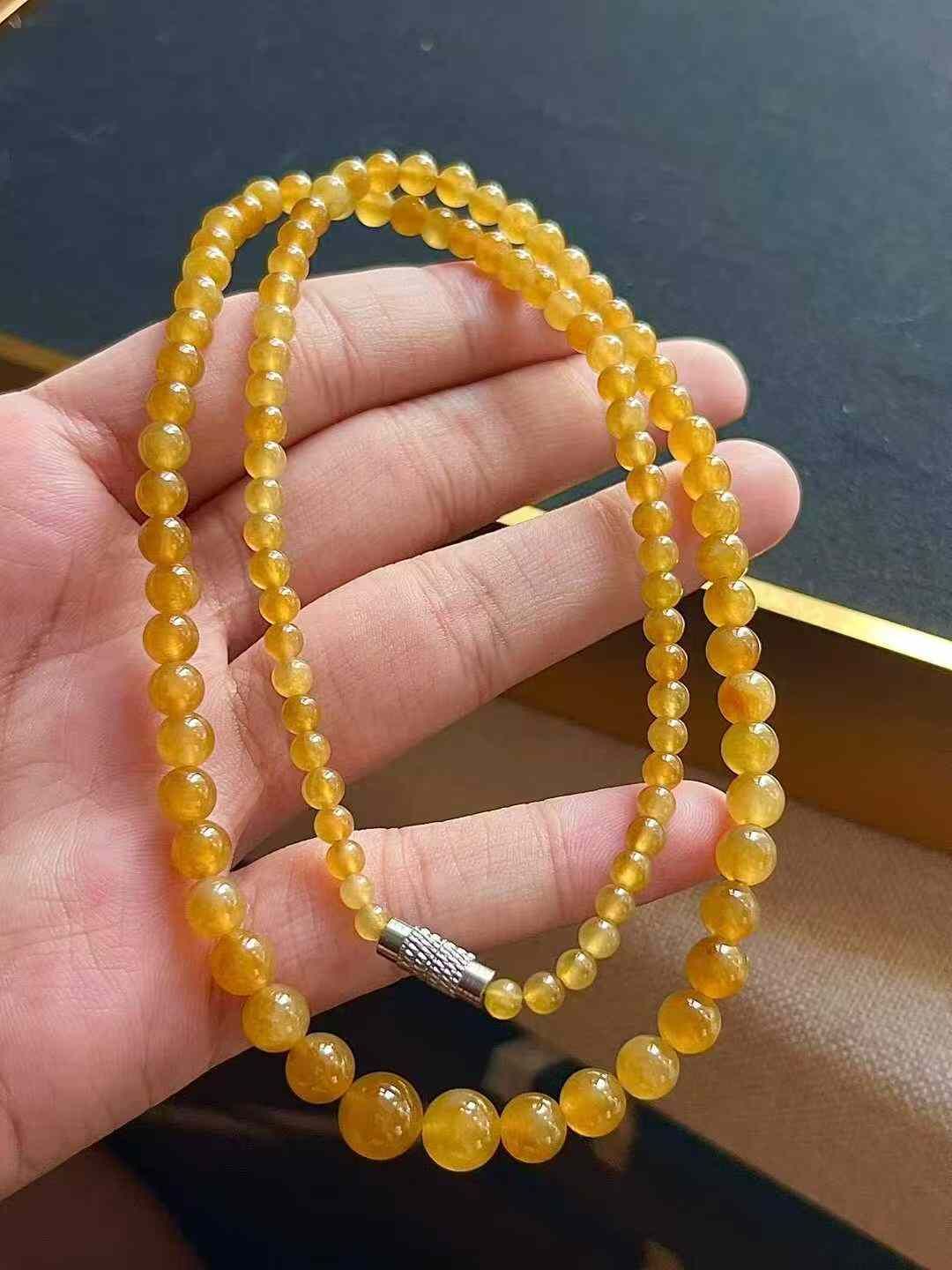 翡翠黃翡珠子項鏈 (5.8mm直徑),天然翡翠A玉, 緬甸玉, Jade, Jadeite