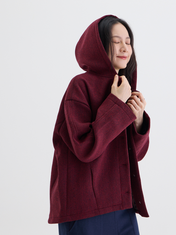 小雪怪連帽澎澎外套-石榴暮光