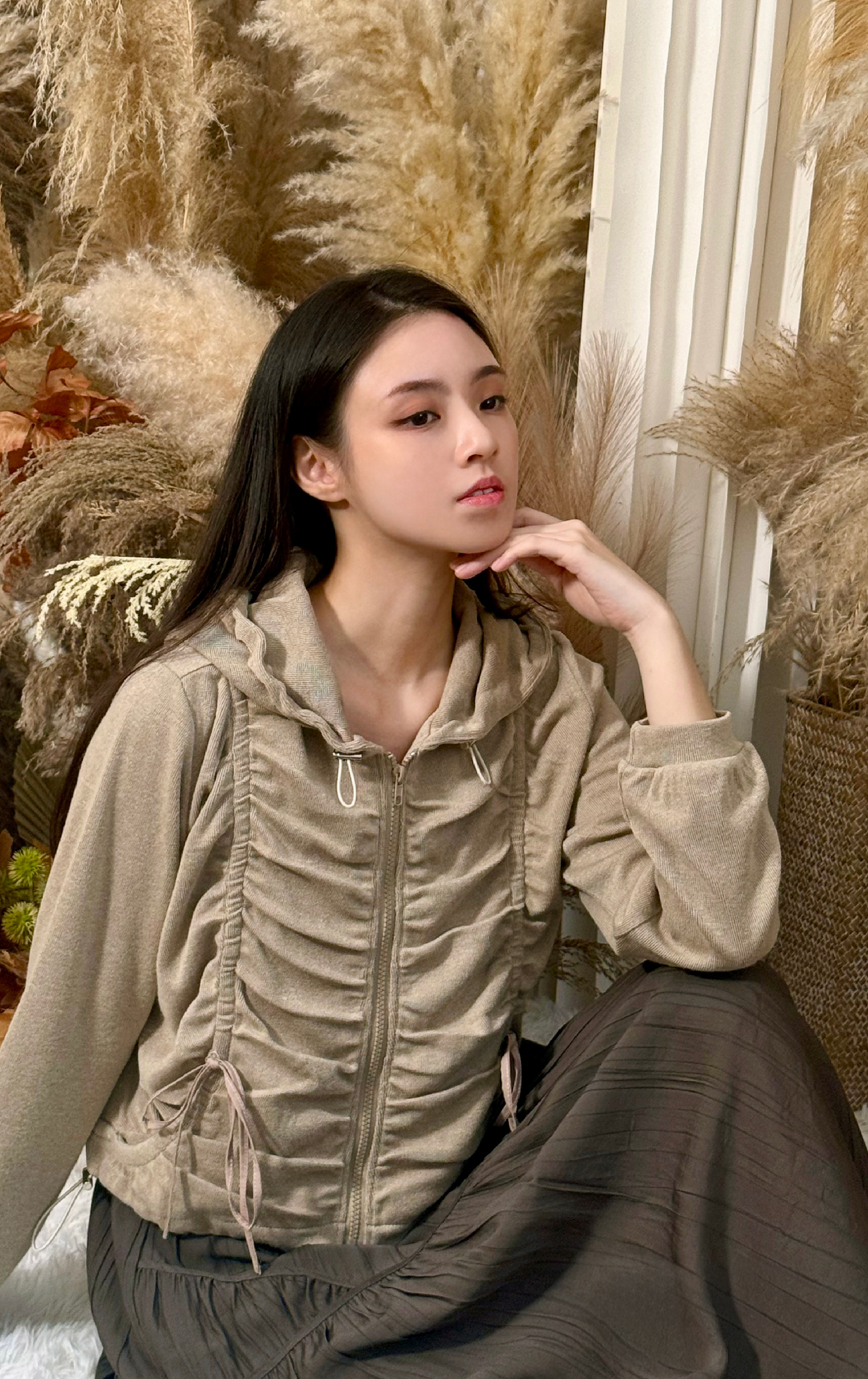 縮摺蝴蝶結外套 JK0176