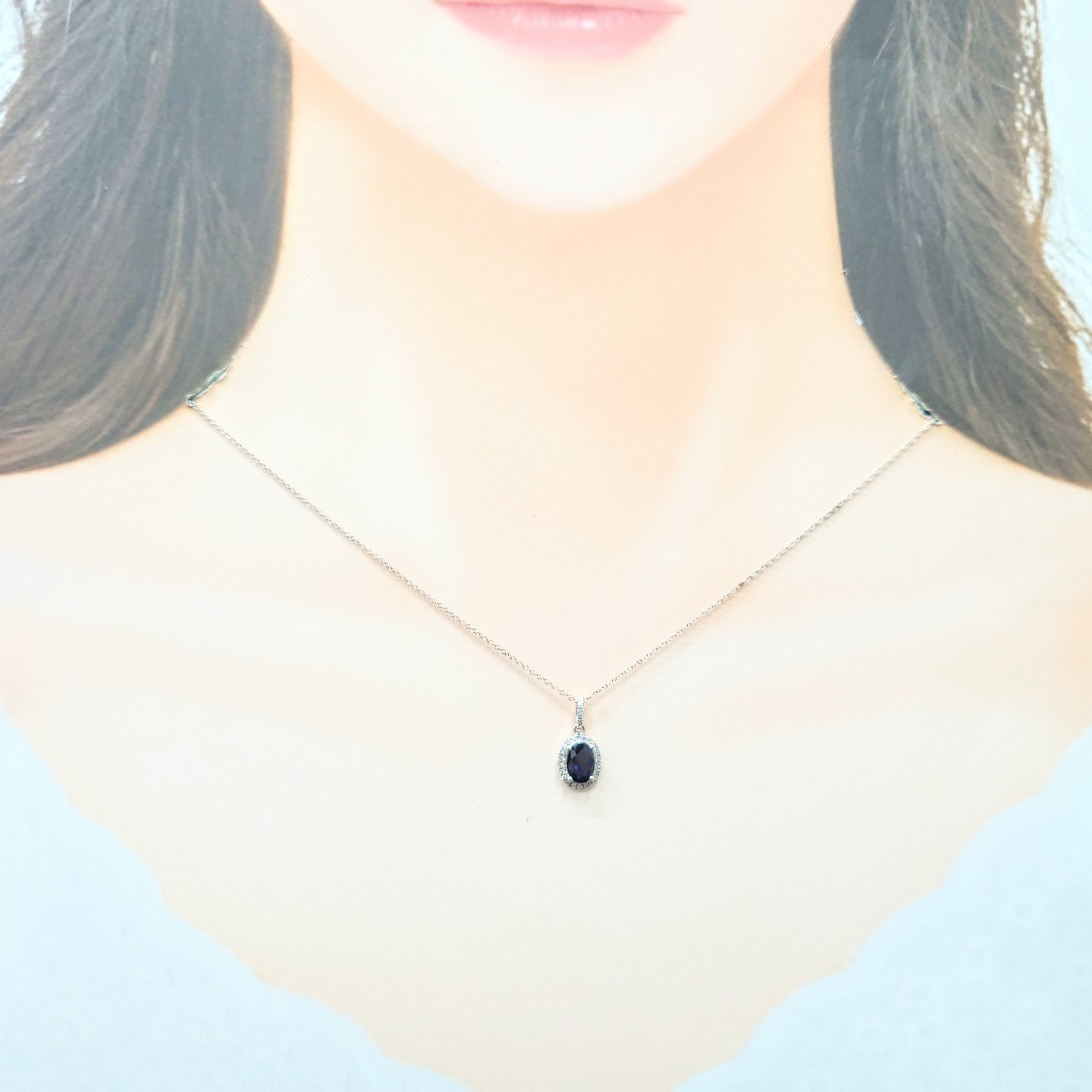 18K White Gold 0.92ct Sapphire and Diamond Pendant