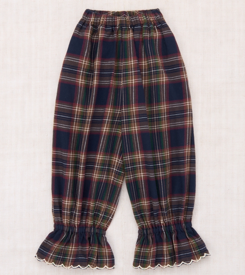 Misha & Puff 寶寶格紋束口波浪邊長褲 Baby Zuzu Pant - Ink Plaid