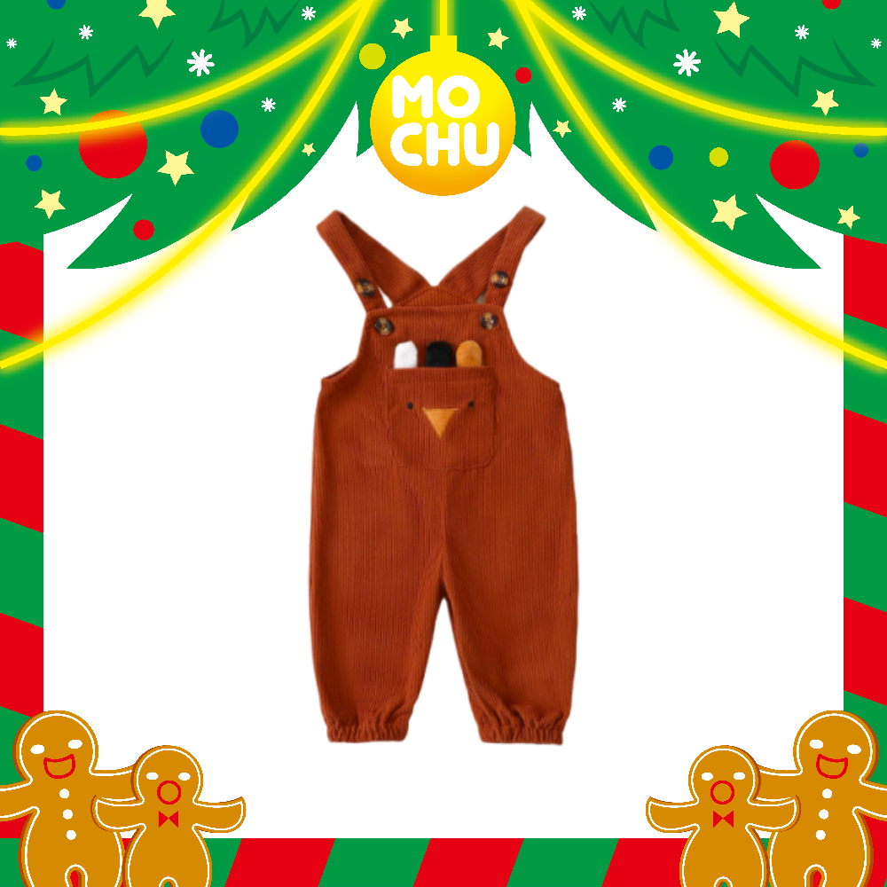 (110cm現貨)麋鹿口袋吊帶長褲