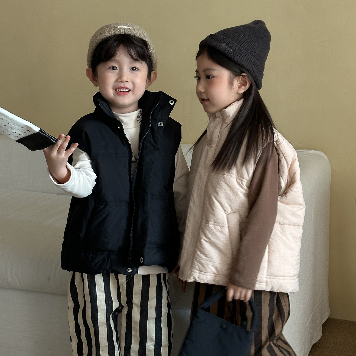 純色立領加絨加厚背心(80-150)