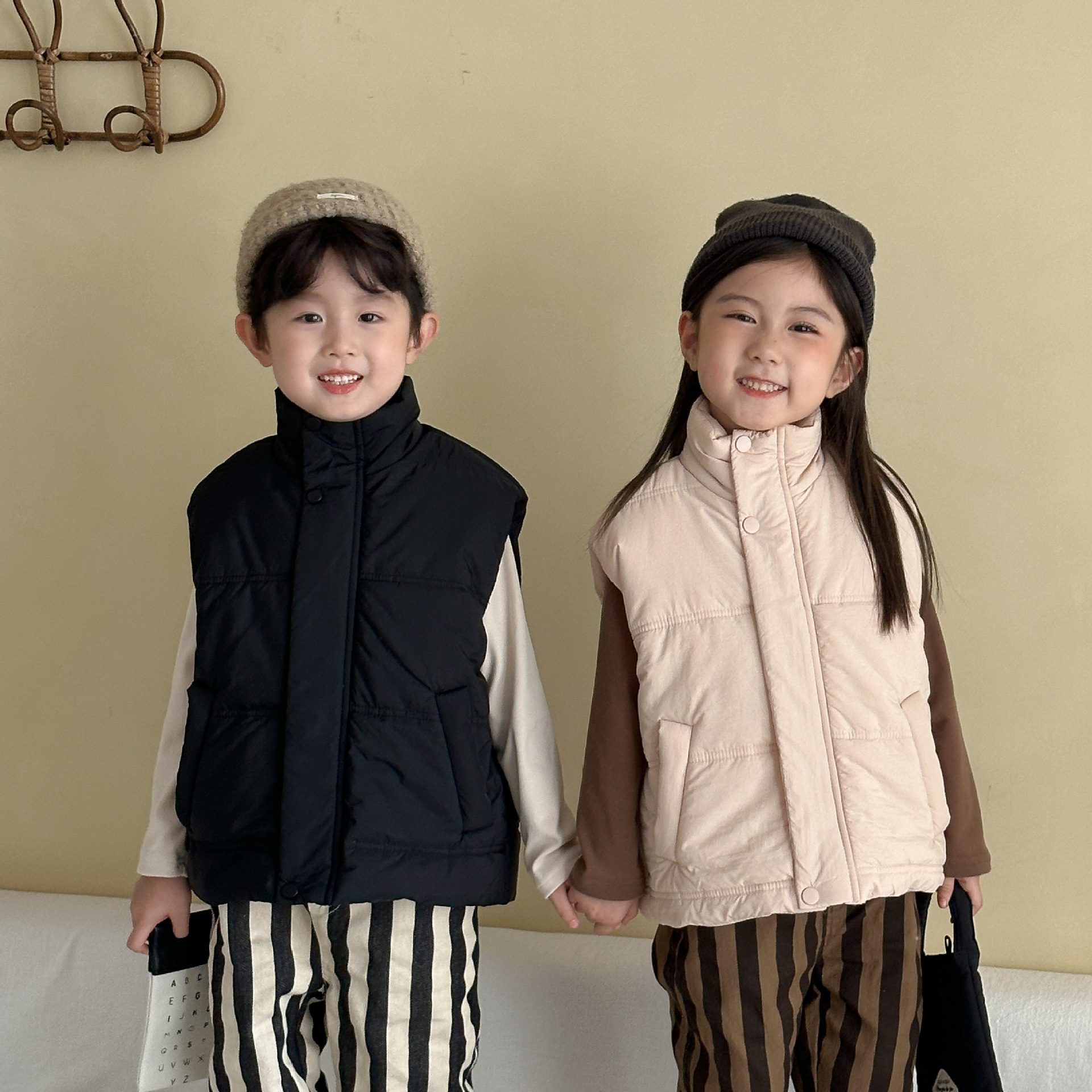 純色立領加絨加厚背心(80-150)