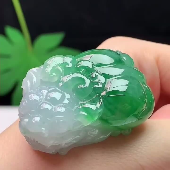 翡翠冰種飄花大貔貅,天然翡翠A玉, 緬甸玉, Jade, Jadeite