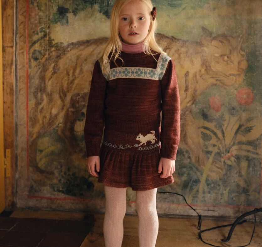 Misha & Puff 小貓玩毛線針織裙 Kitten Tangle Skirt - Madder Root