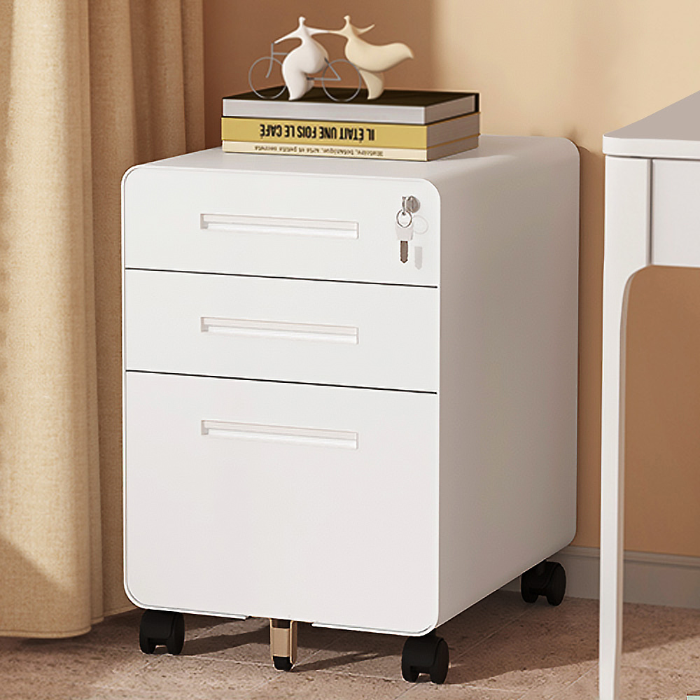 【AOTTO】免安裝附鎖桌下收納抽屜活動櫃(AC-703W)