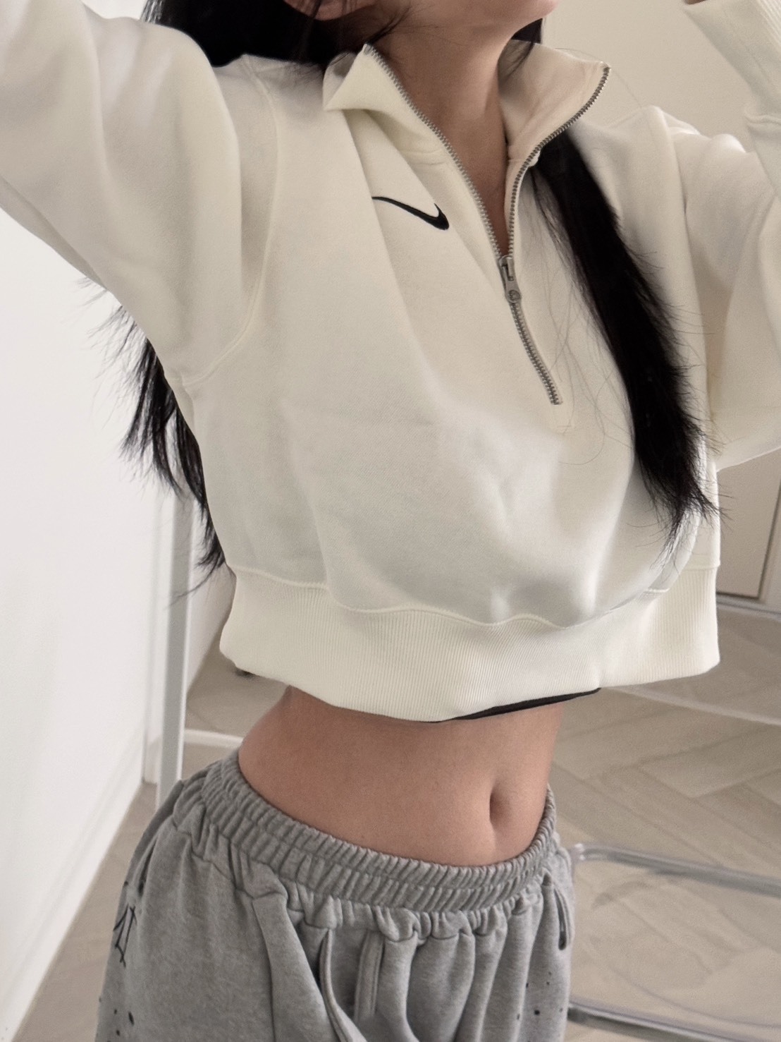 NIKE NSW PHOENIX FLEECE CROP 半拉鍊衛衣 白