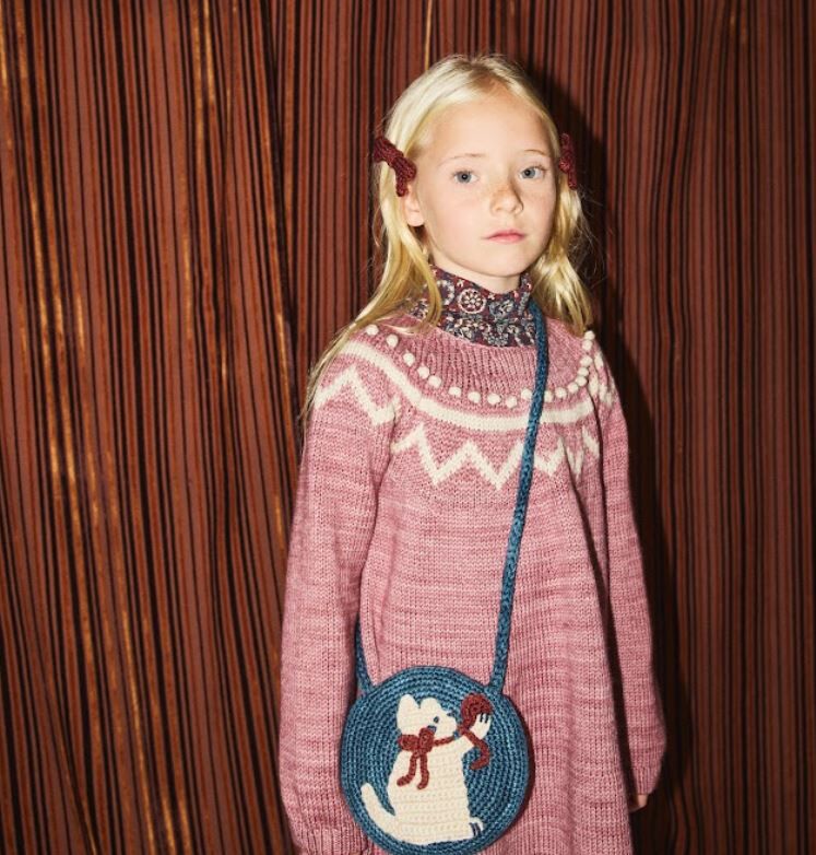 Misha & Puff  小貓編織包 Meadow Yarn Cat Circle Bag - Blue Smoke