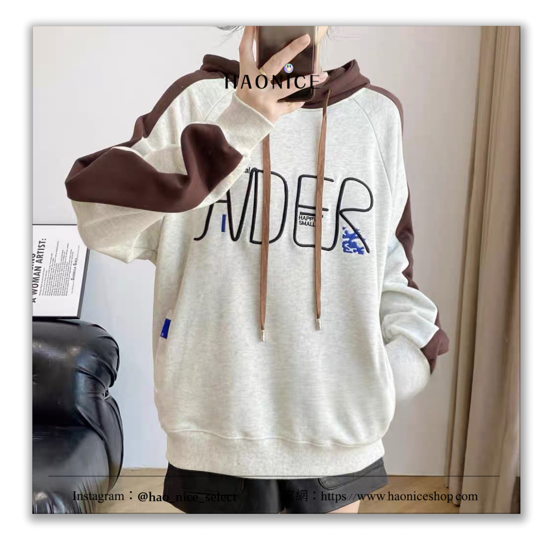 【HAO NICE 】 100%韓國🇰🇷正品 ADER ERROR SMALL  25FW 秋冬新款❄️ 立體刺繡字母 拼接色百搭帽T