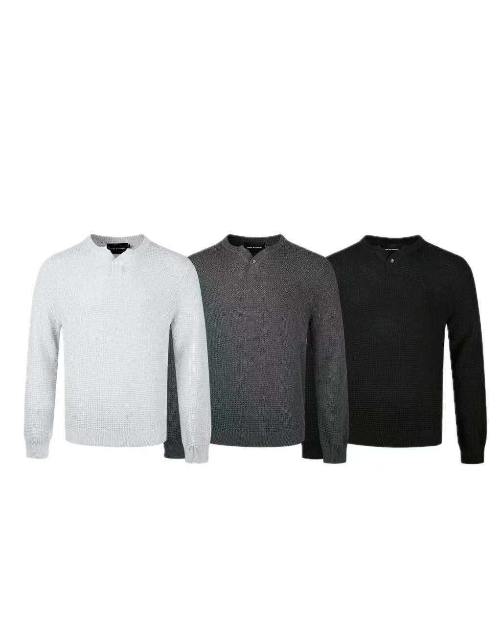 FU 華夫格 小V領 亨利針織 長袖 #毛衣