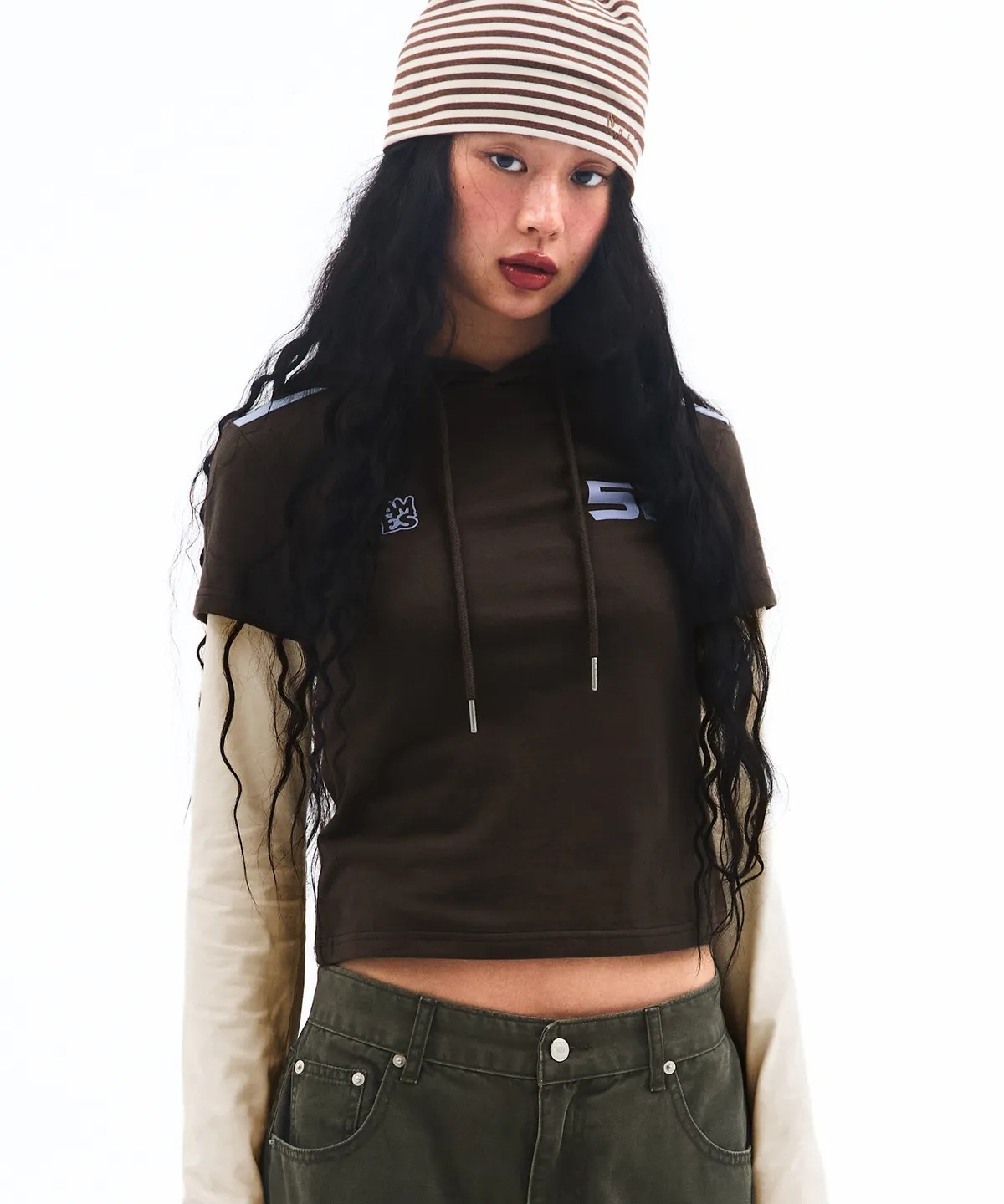 AMES WORLDWIDE HOODIE LAYERED LONGSLEEVE TEE