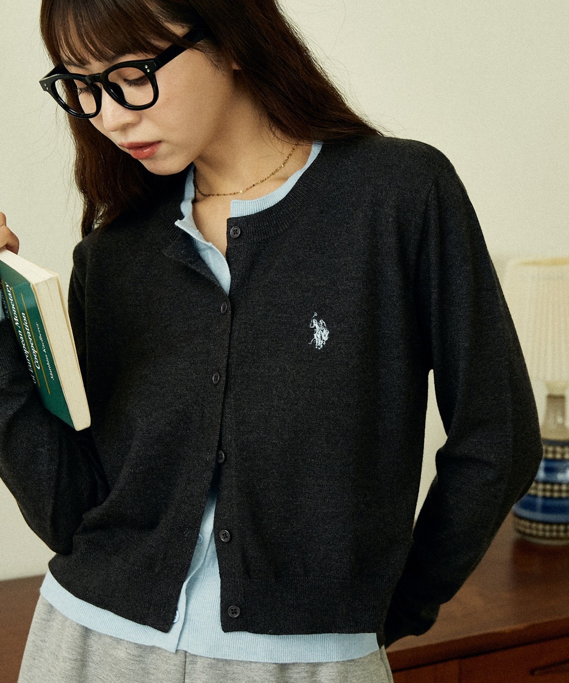 日本 U.S. POLO ASSN. x PUBLUX 聯名 刺繡 短版 假兩件 針織小外套 3色