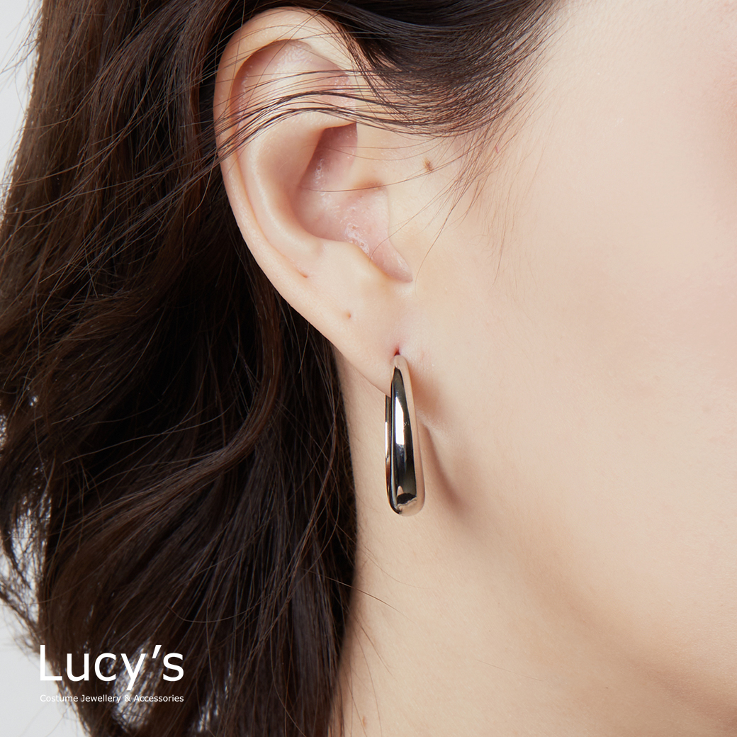 橢圓圈型 易扣耳環 (二色) (122070/122071)