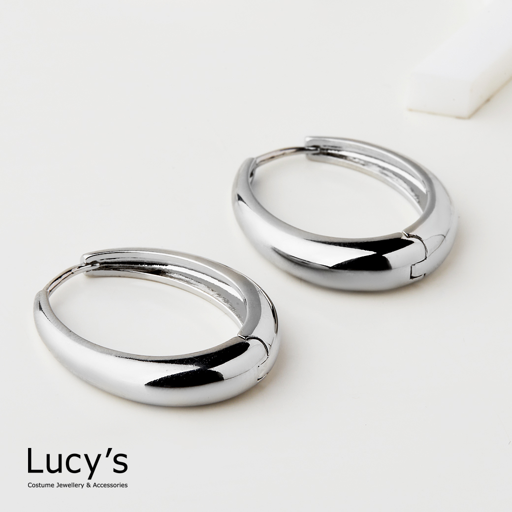 橢圓圈型 易扣耳環 (二色) (122070/122071)