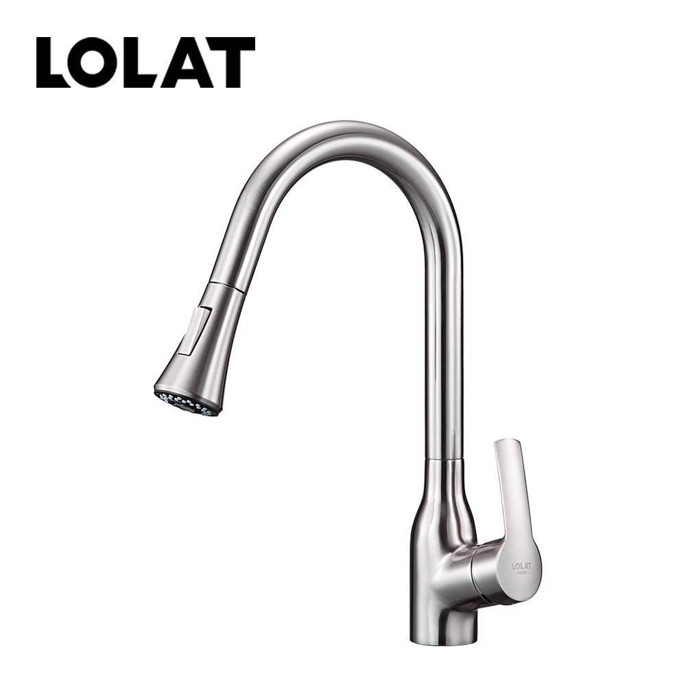 LOLAT單槍抽拉立式水龍頭-鎳色KPU1919