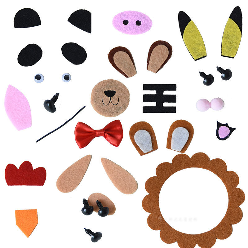 【台灣現貨速發】卡通動物表情配件包｜一包５組｜裝飾 材料包 不織布 花束裝飾