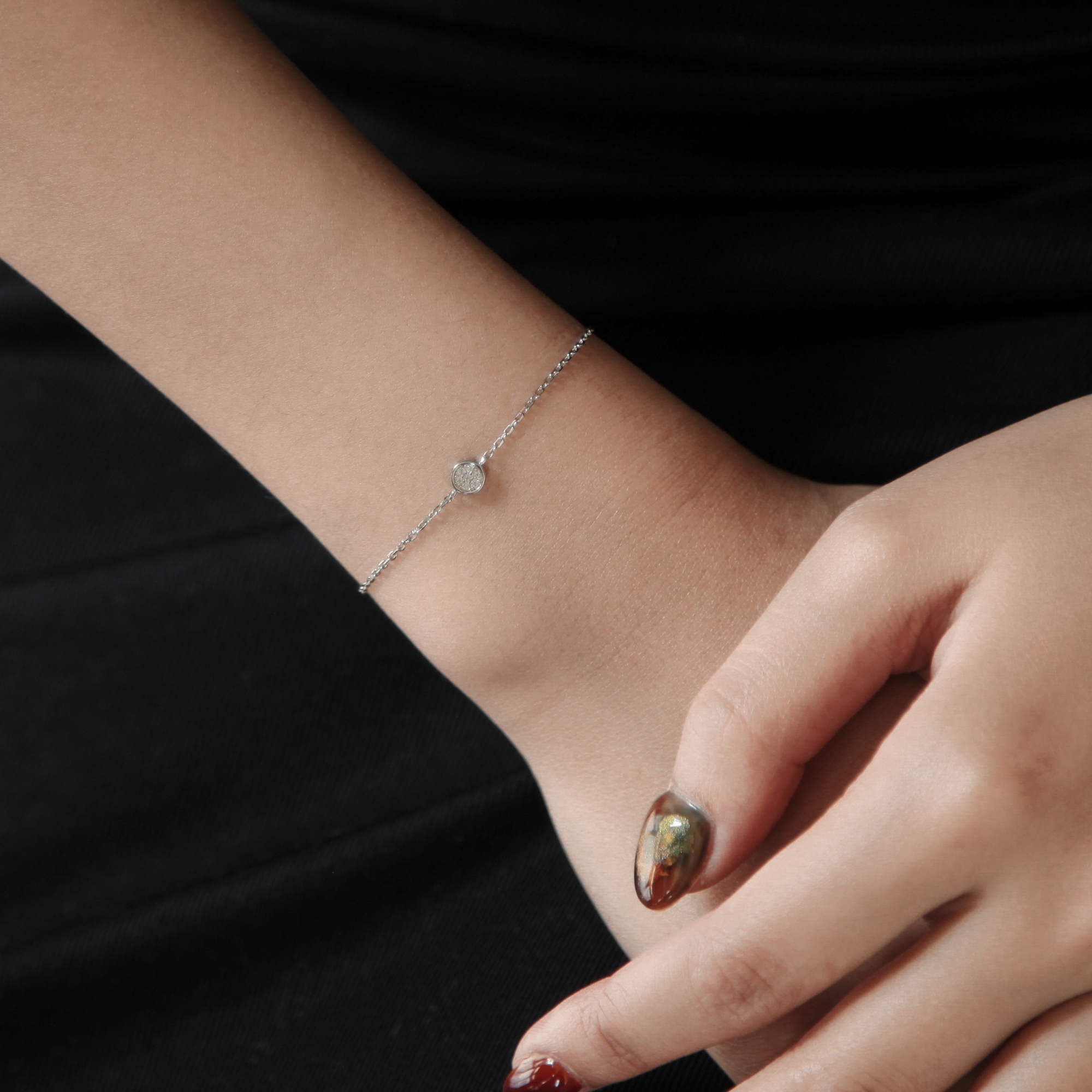 925純銀手鍊，仿碎鑽鑲嵌