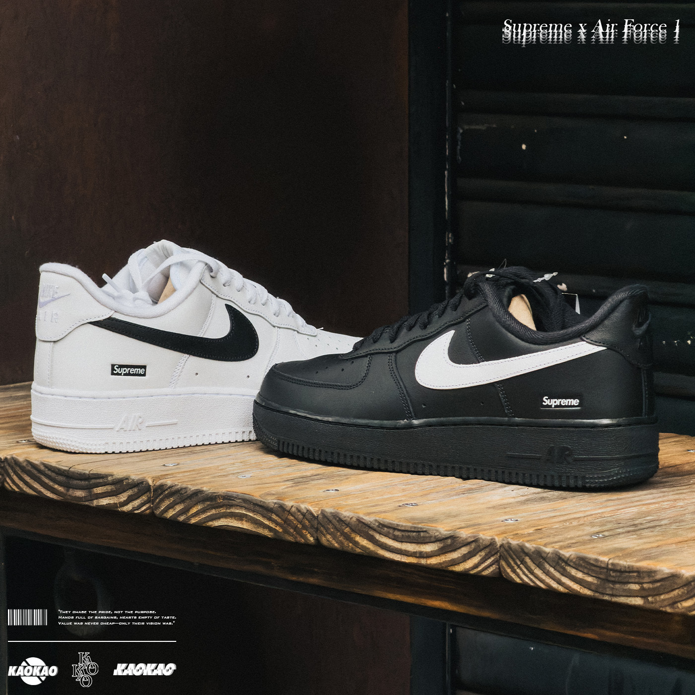 現貨Supreme x Nike Air Force 1 Low  黑白【CU9225-002 / CU9225-102】