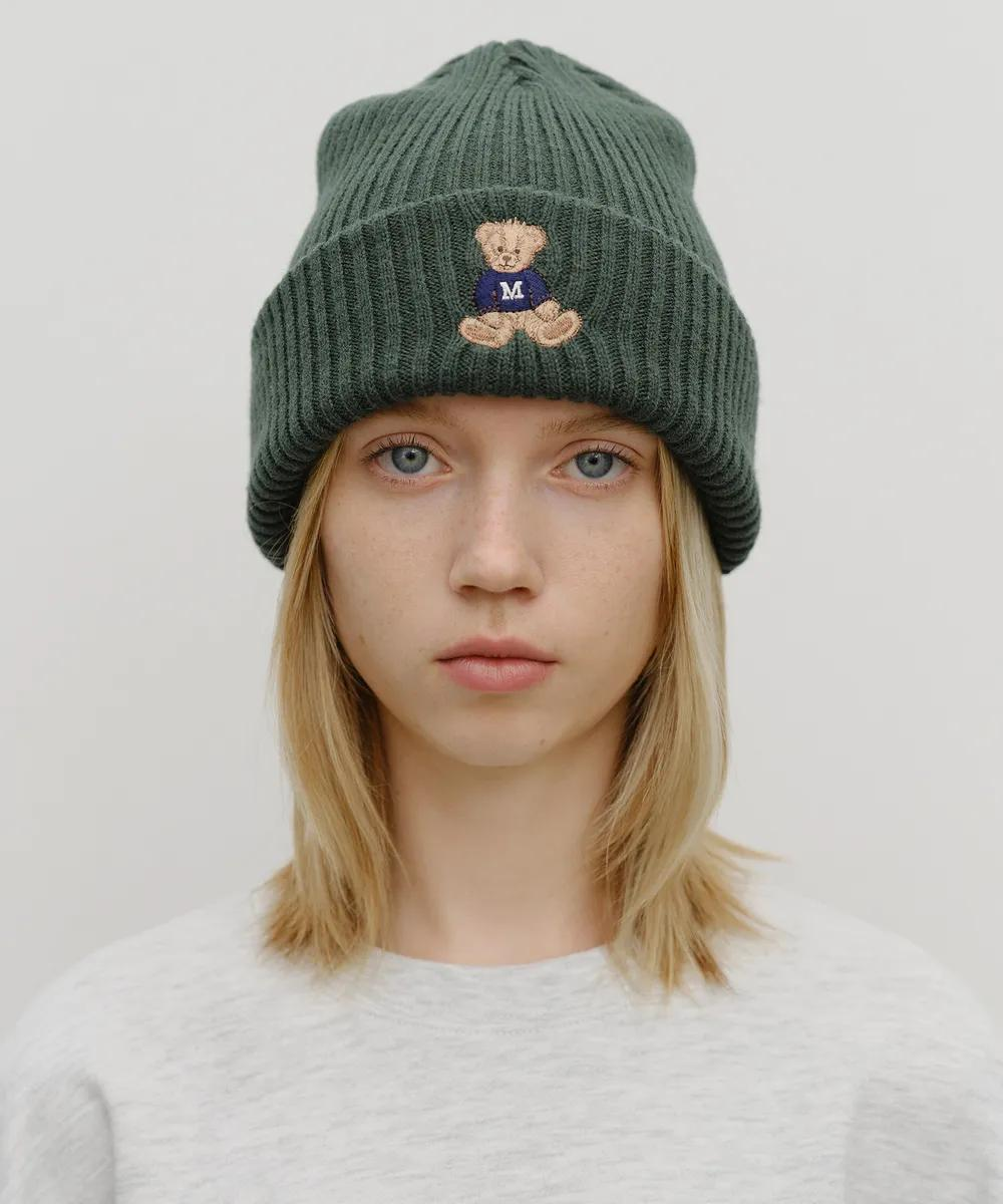 MARITHÉ FRANÇOIS GIRBAUD DOODLE BEAR BEANIE (Dark Green)