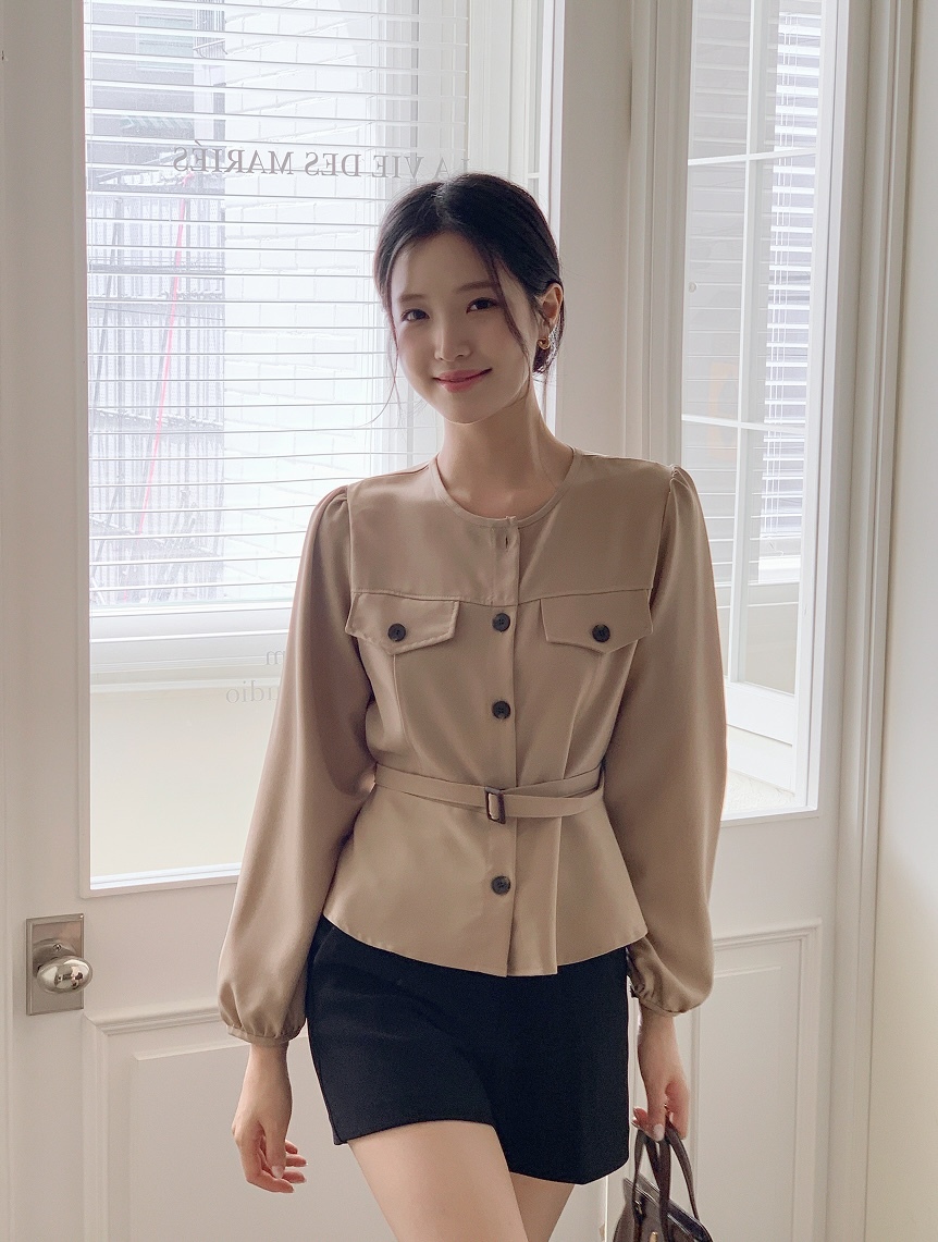 Peyton 風衣式腰帶襯衫 [ 2色 / Free ]