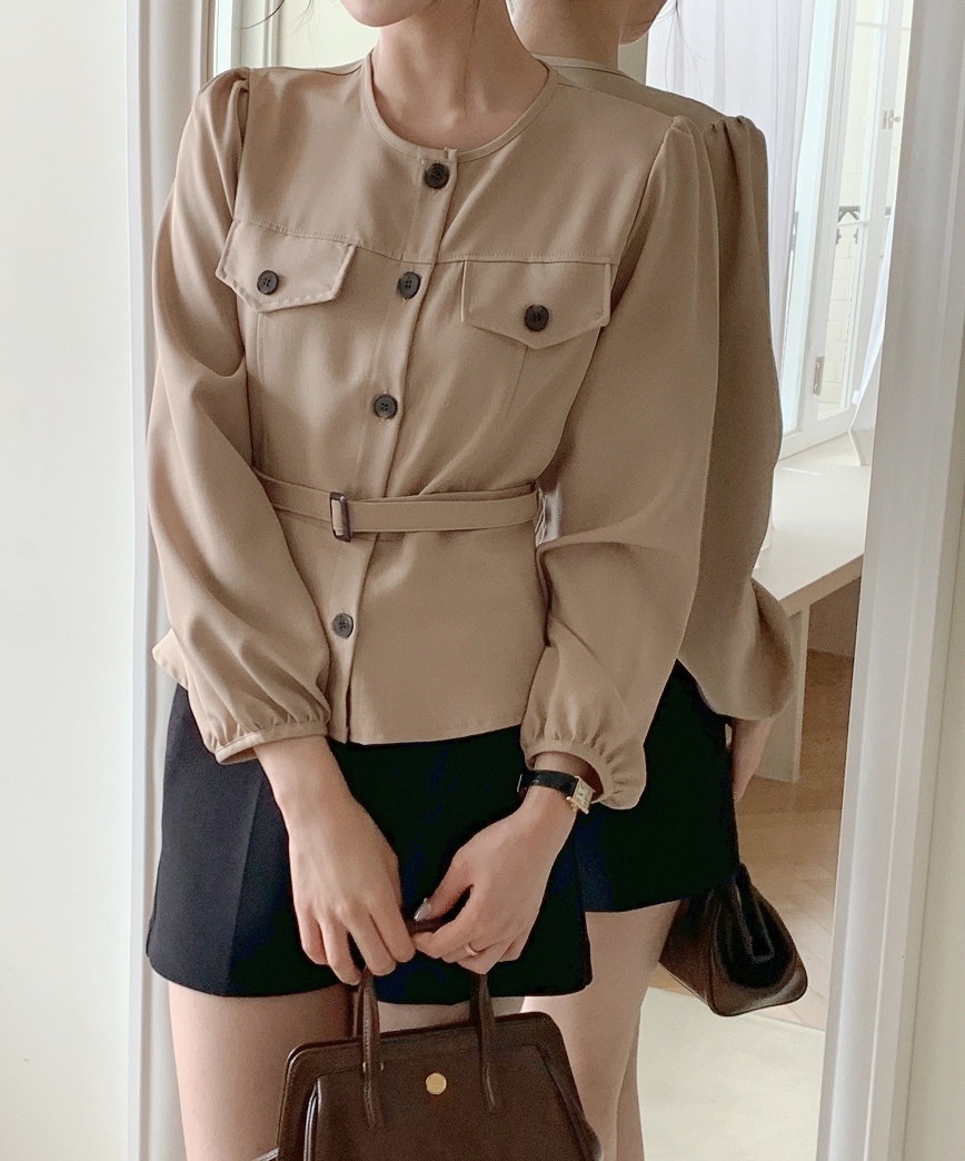 Peyton 風衣式腰帶襯衫 [ 2色 / Free ]