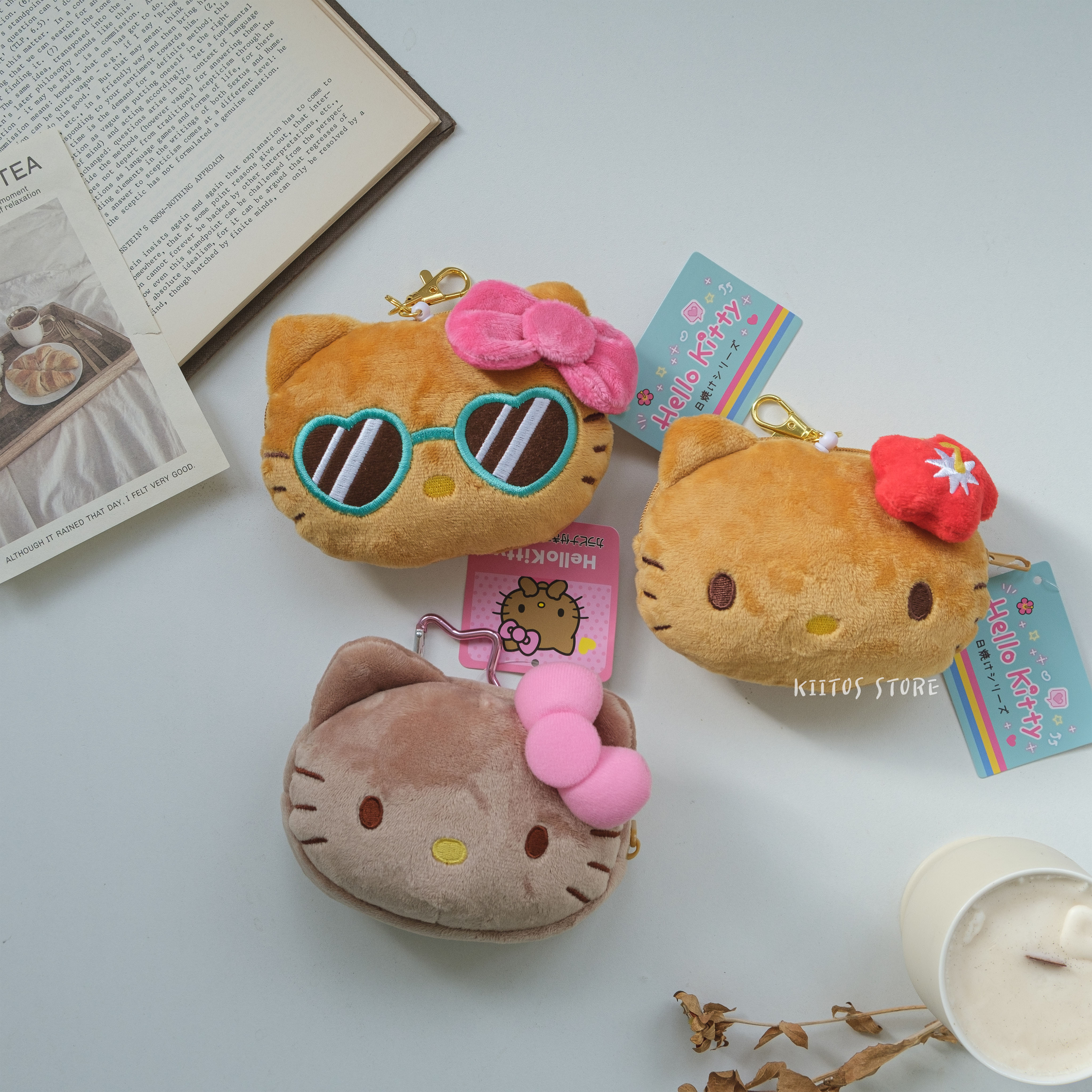 【現貨】 日本 Hello Kitty 黑皮 零錢包 收納包 化妝包 掛件 星星扣 sanrio日版