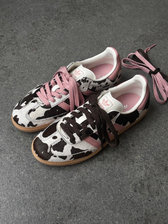 【預訂】 ADIDAS SAMBA OG 米白粉乳牛紋-WOMEN