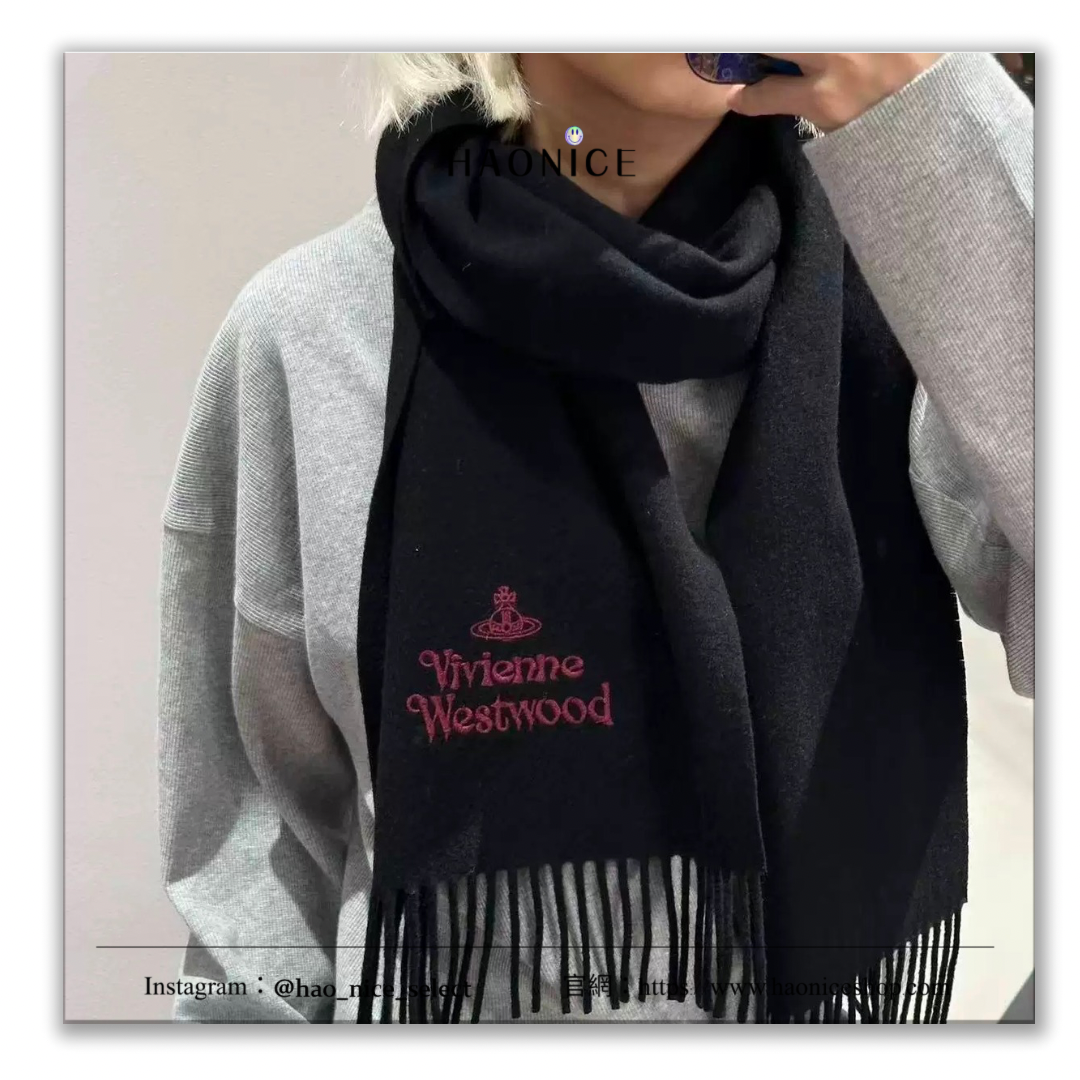 【HAO NICE 】英國🇬🇧潮流 Vivienne westwood 西太后 25FW 秋冬新款圍巾 極品山羊絨純色披肩流蘇圍巾 高級感十足