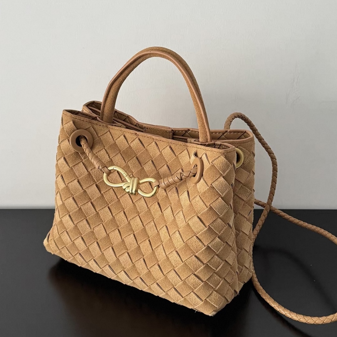 麂皮金釦編織手提斜背包