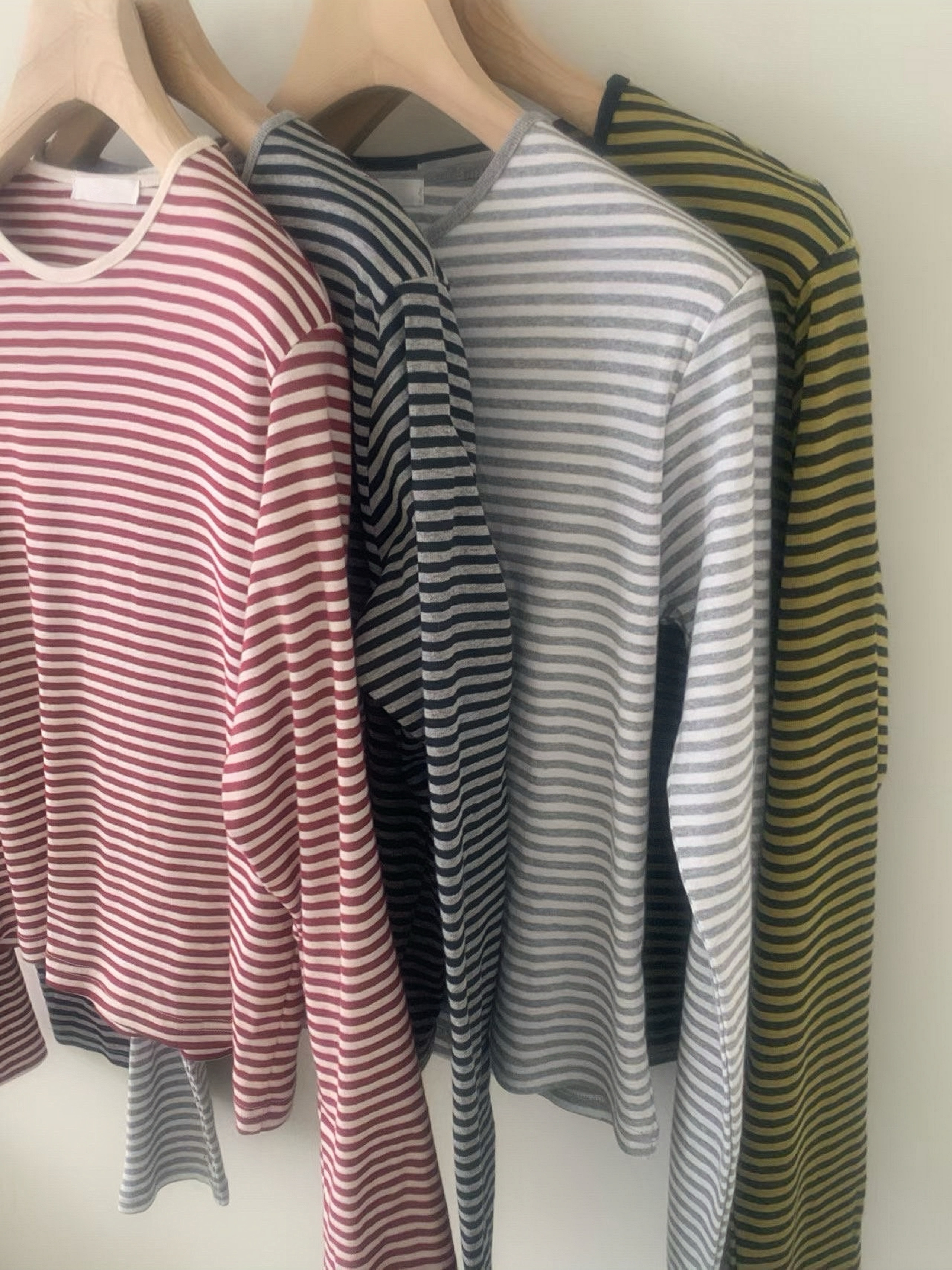 Straight and base 萬能條紋圓領長Tee