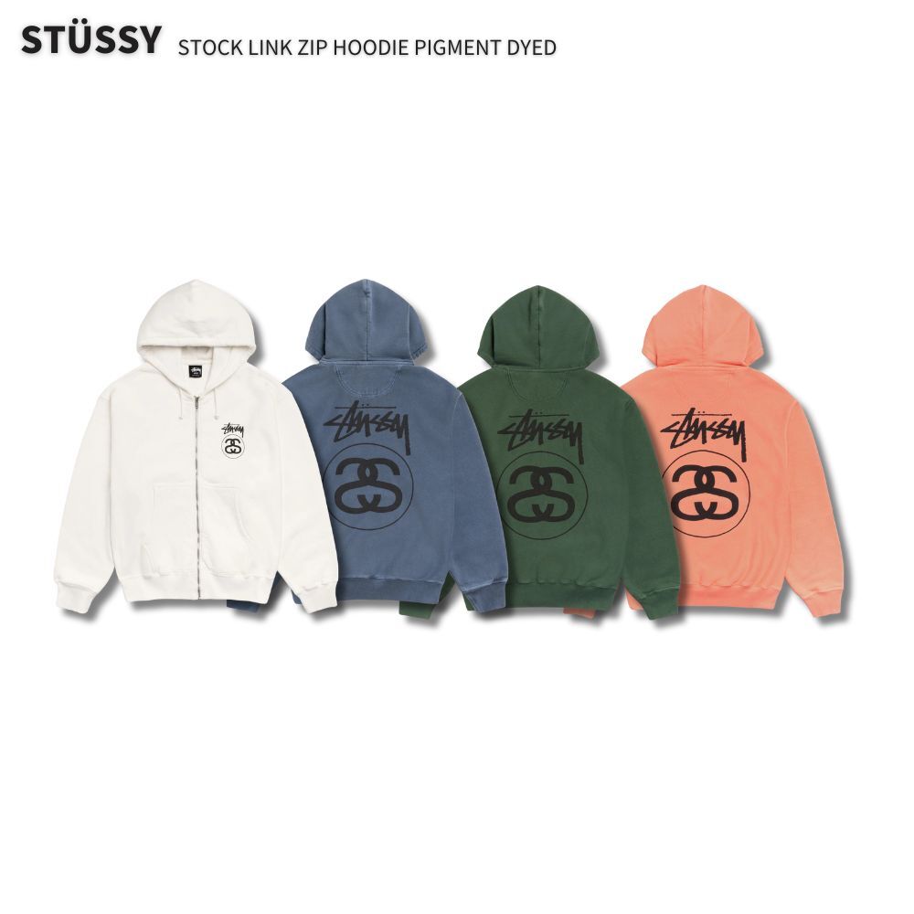 "代購" Stussy 25FW STOCK LINK ZIP HOODIE PIGMENT DYED 連帽外套 雙S 水洗
