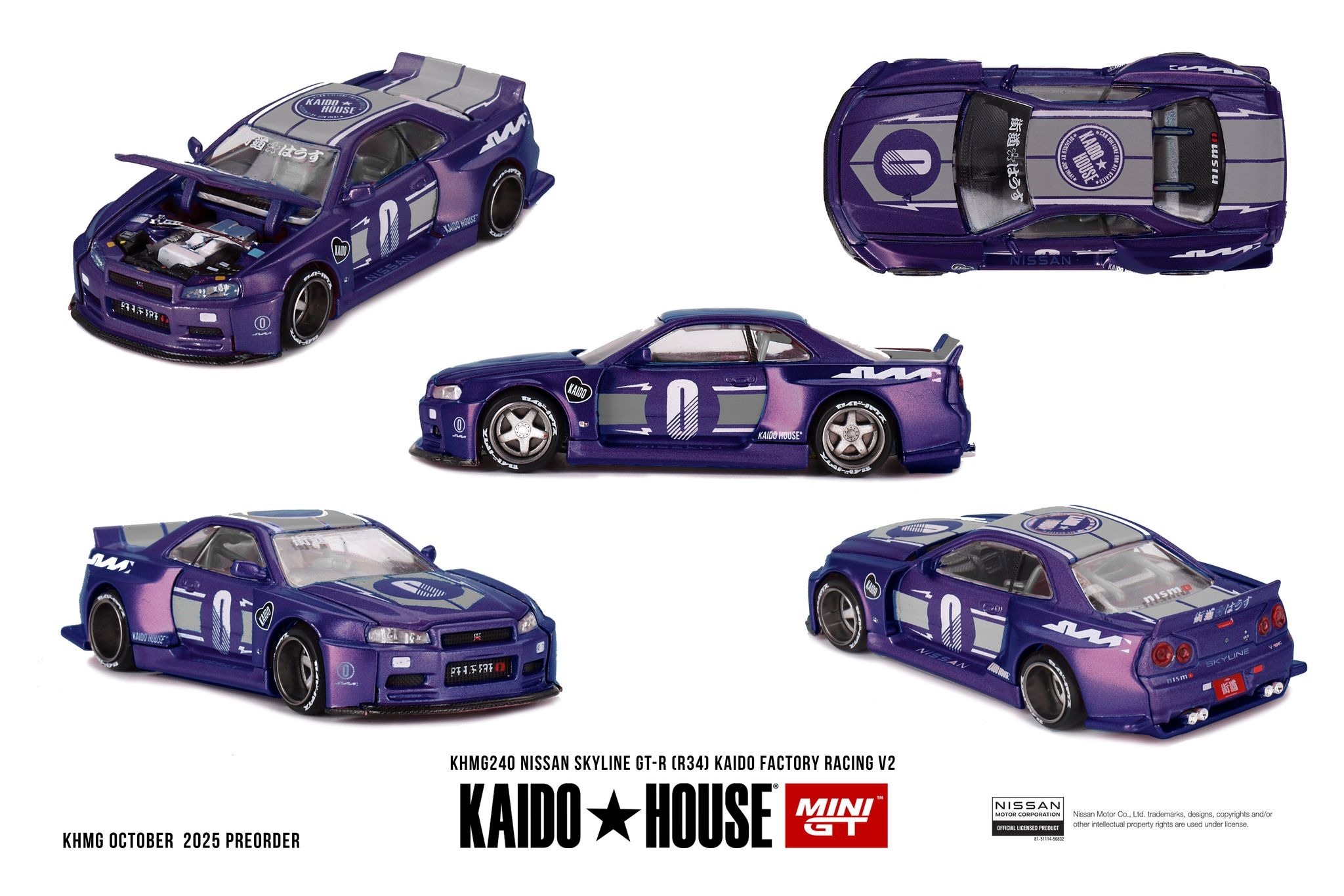 [預訂] Mini GT x Kaido House Nissan Skyline GT-R (R34) KAIDO RACING FACTORY V2