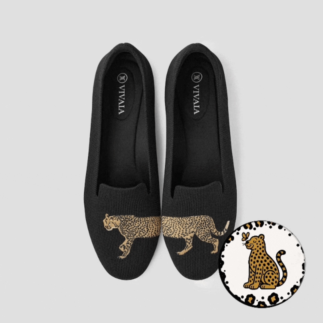 VIVAIA 🐆 刺繡豹紋樂福鞋