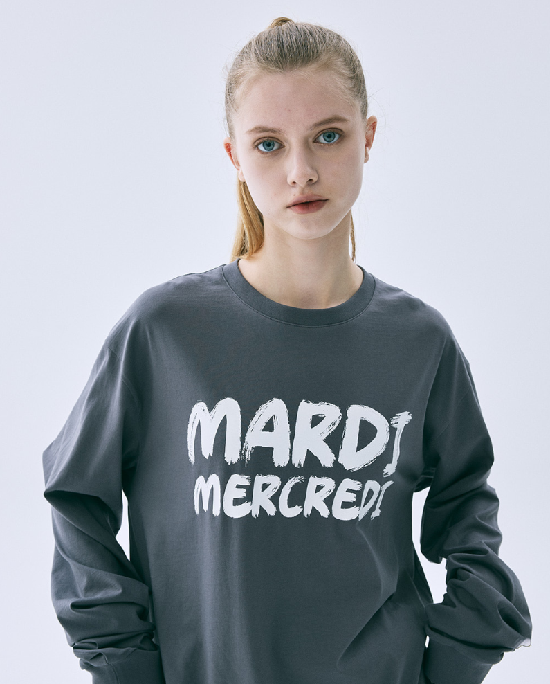 【預購】AKR102705 MARDI UNISEX TSHIRT LONG SLEEVE BRUSH LOGO CONTRAST 男女同款LOGO長袖上衣