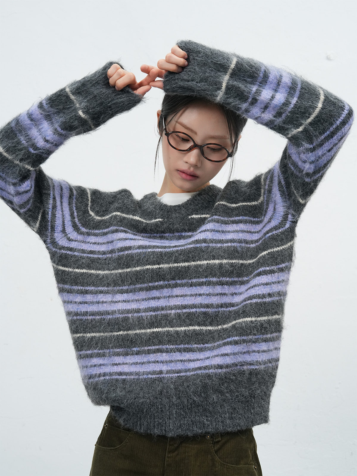 [GENERAL IDEA] HAIRY STRIPED LOOSE-FIT PULLOVER