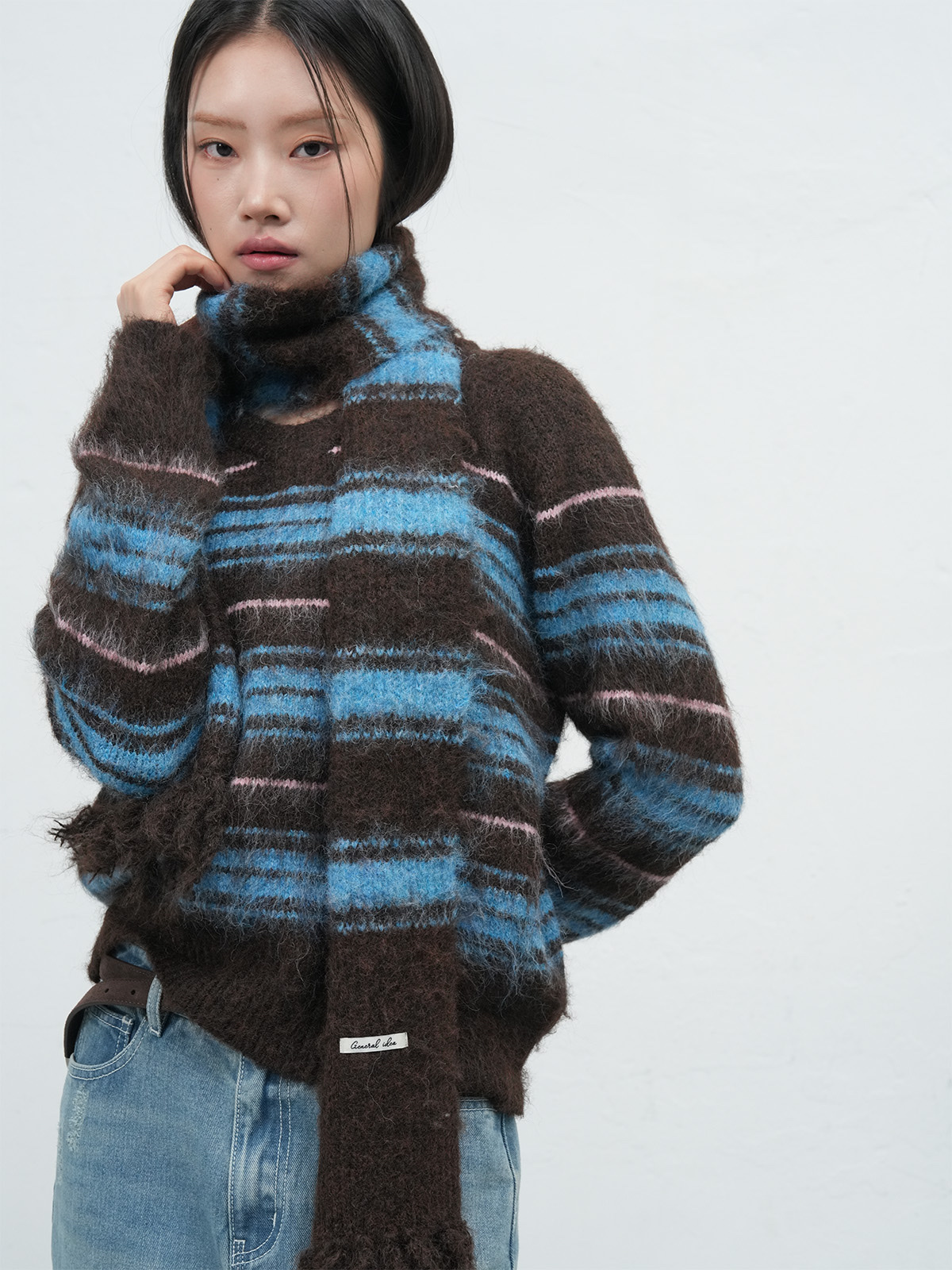 [GENERAL IDEA] HAIRY STRIPED LOOSE-FIT PULLOVER