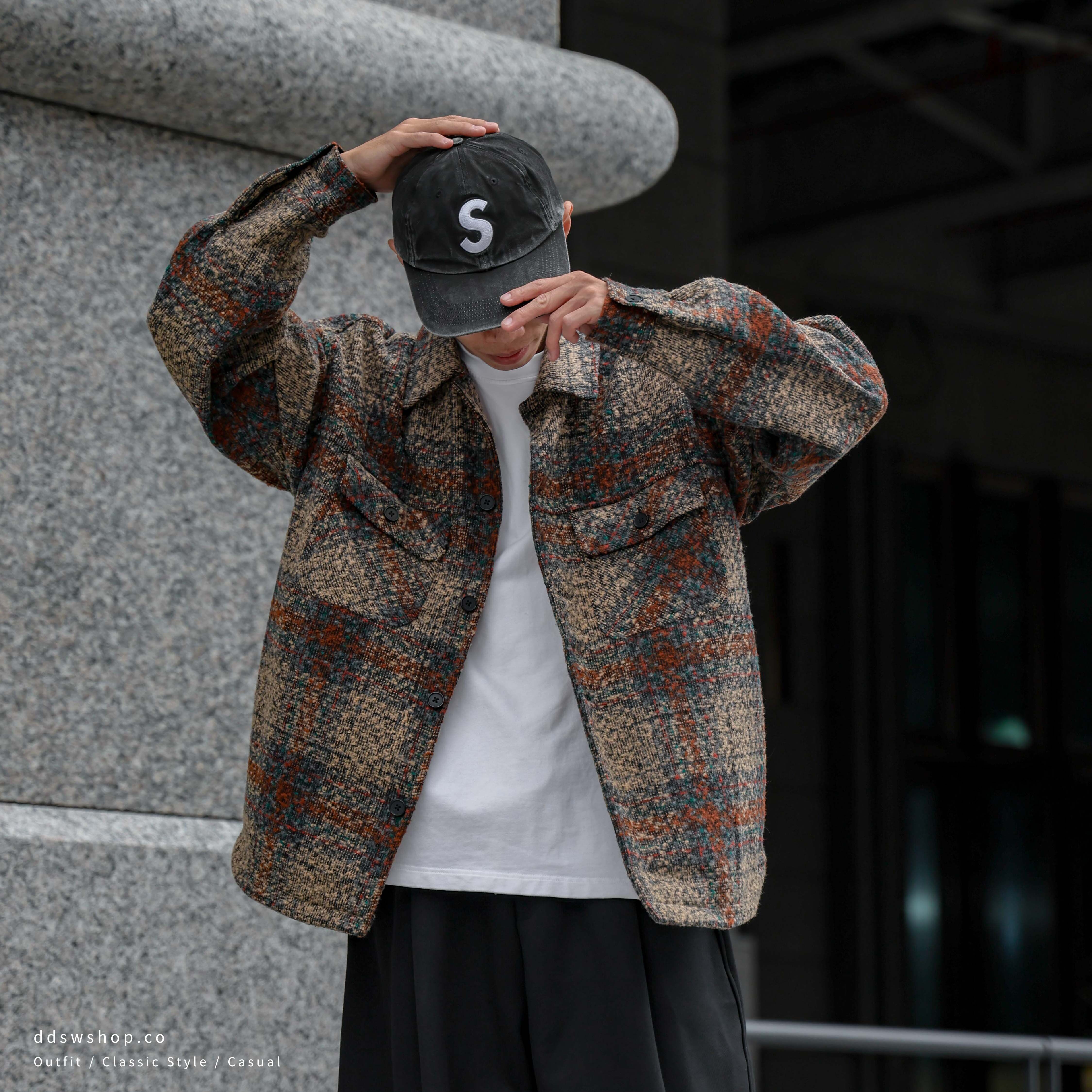 "代購" FREAK'S STORE 毛呢格紋 CPO 襯衫外套