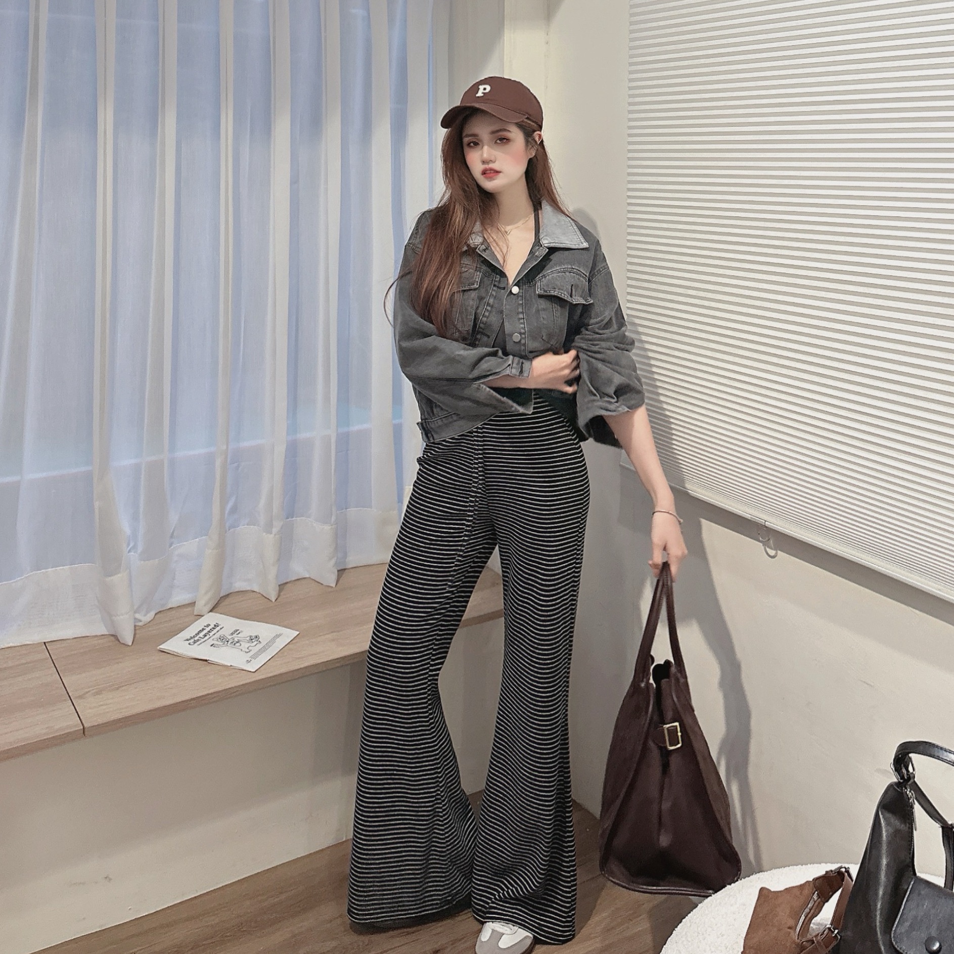 拼接撞色領牛仔外套/二色